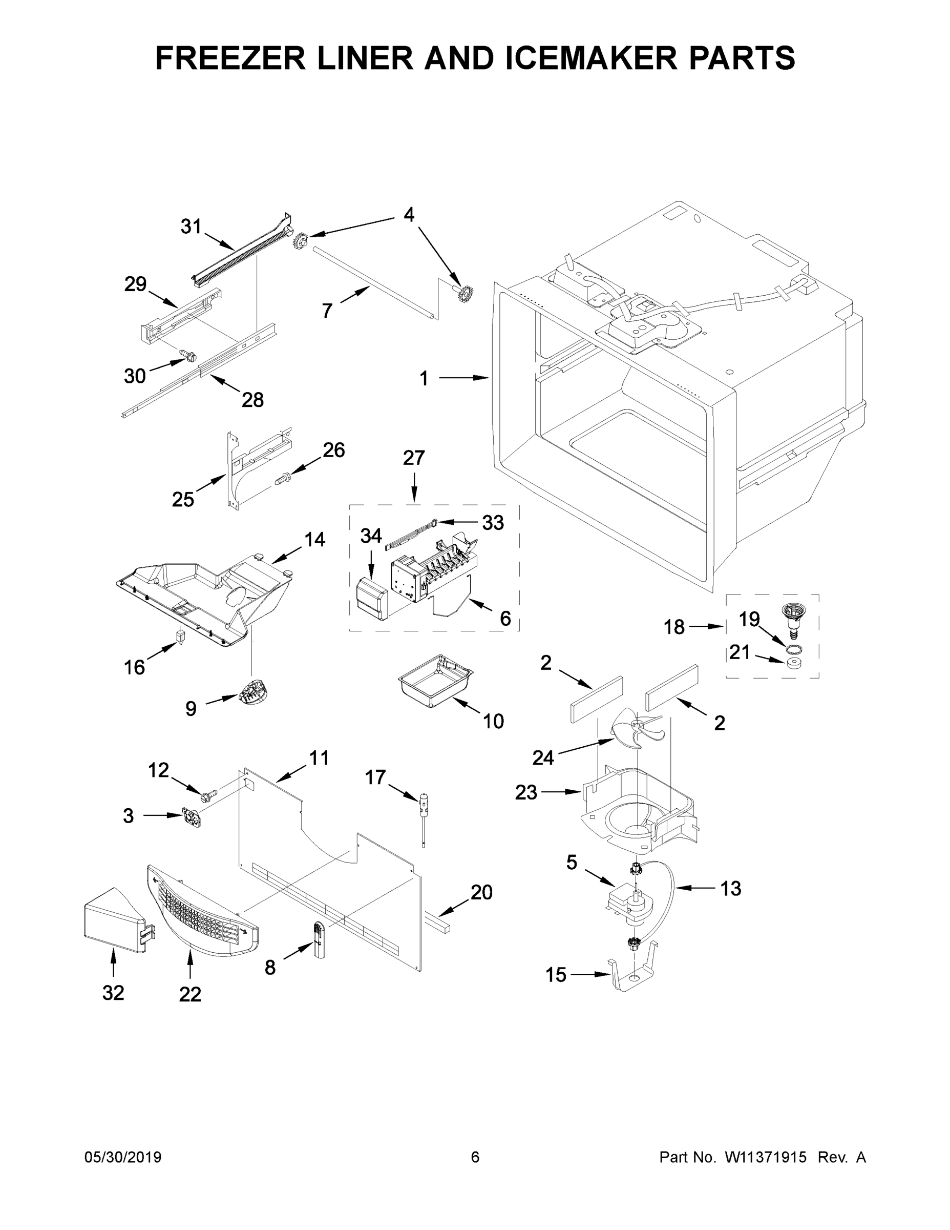 04 - FREEZER LINER AND ICEMAKER PARTS
