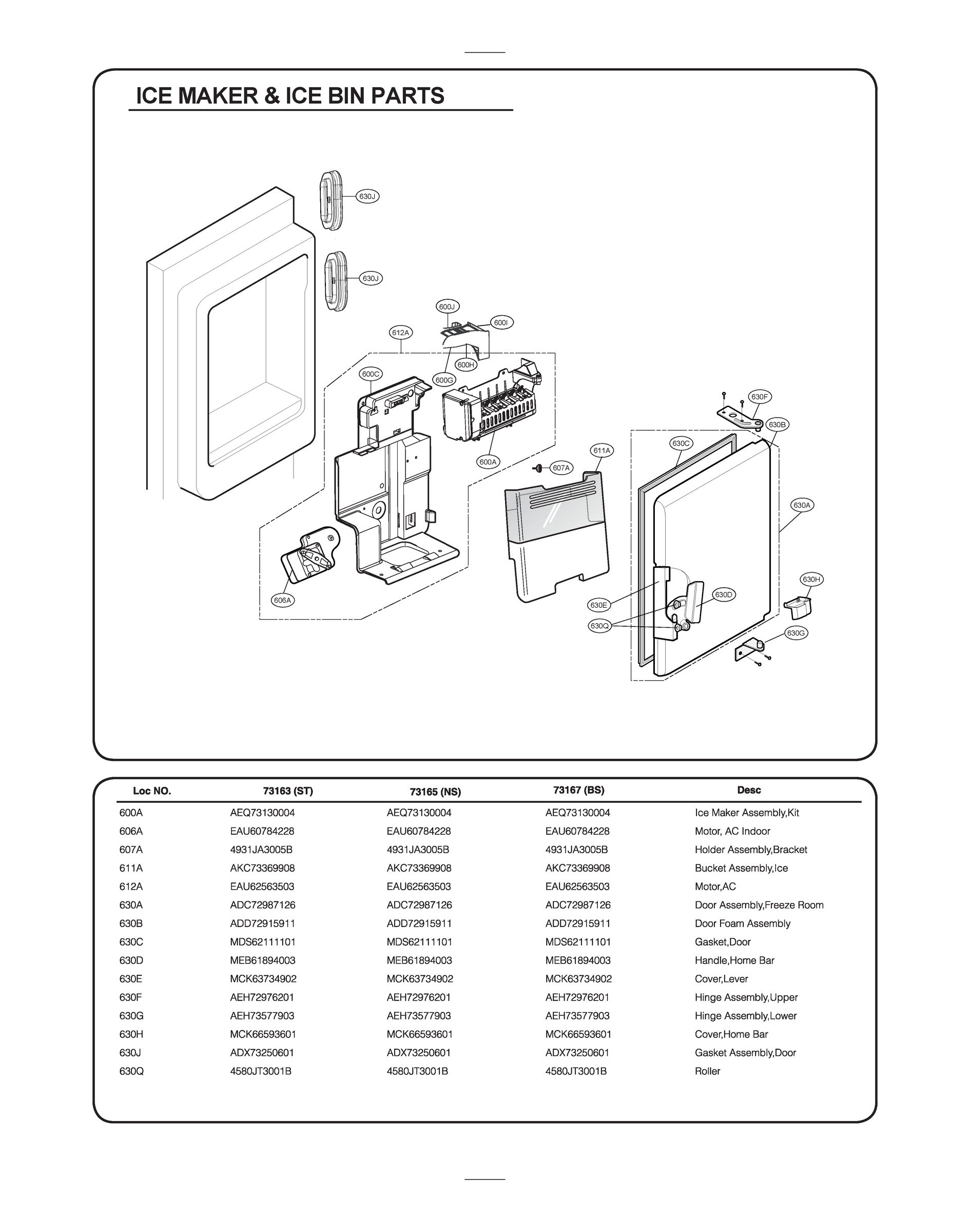 ICE MAKER & ICE BIN PARTS