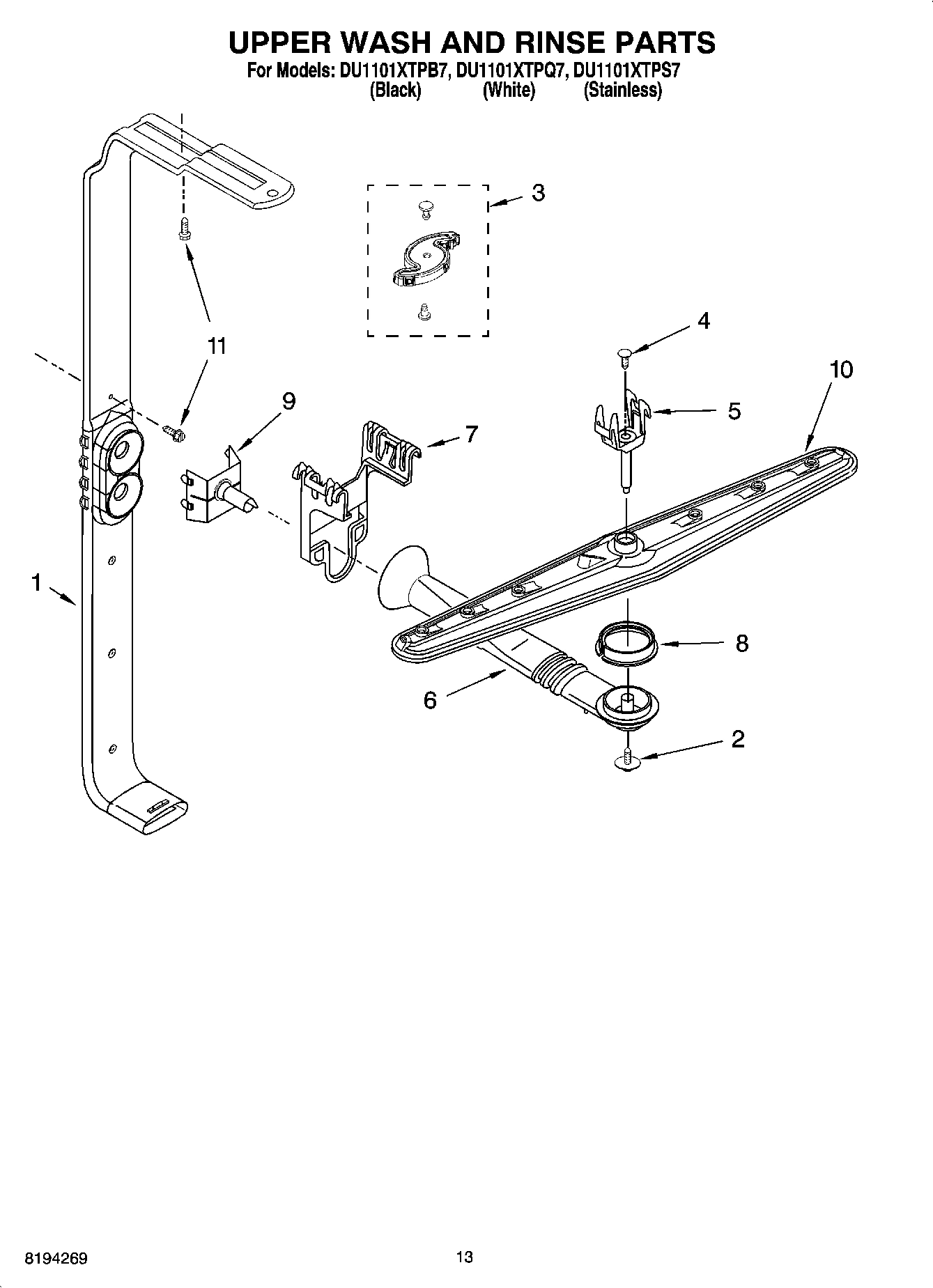 10 - UPPER WASH AND RINSE PARTS