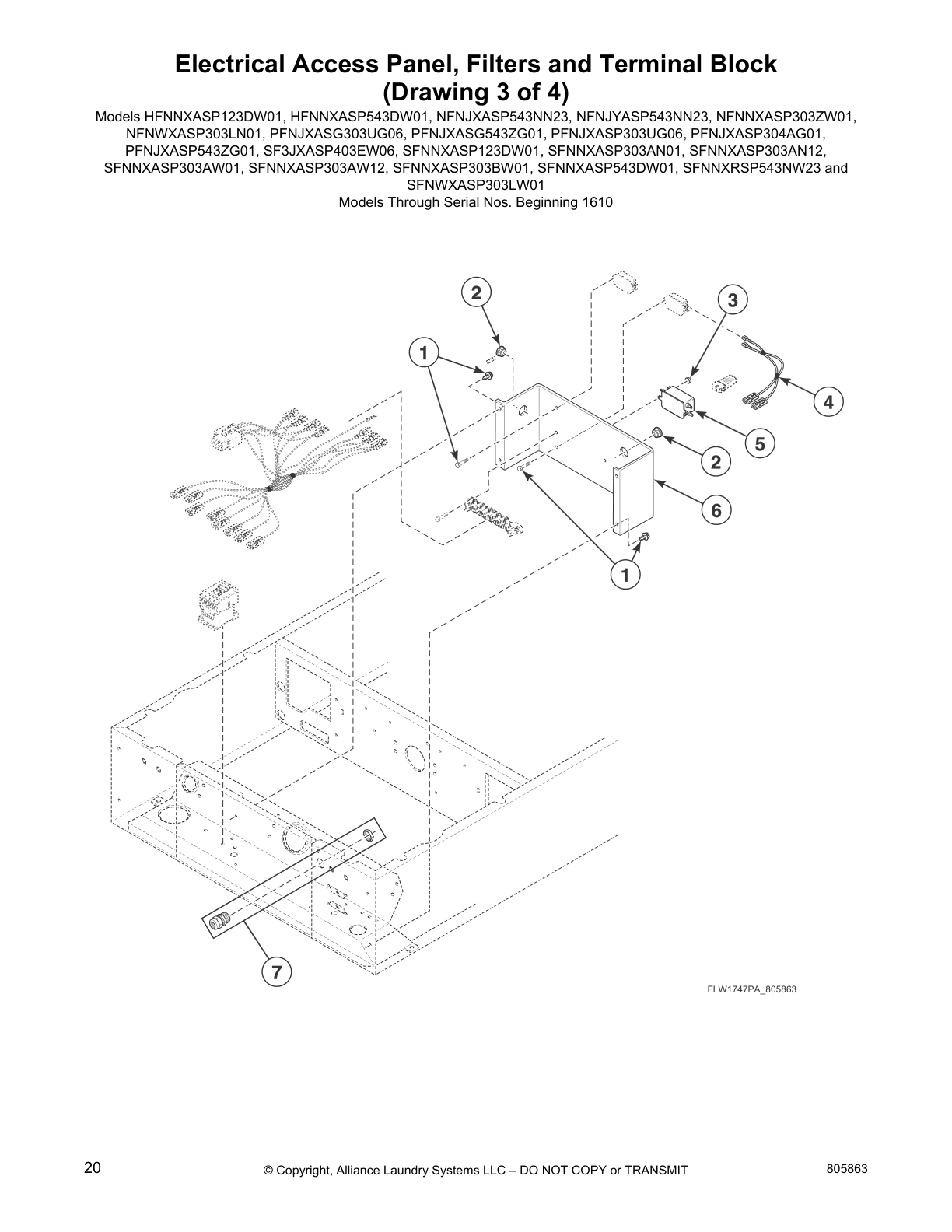 Electrical Access Panel, Filters and Terminal Block
(Drawing 3 of 4)