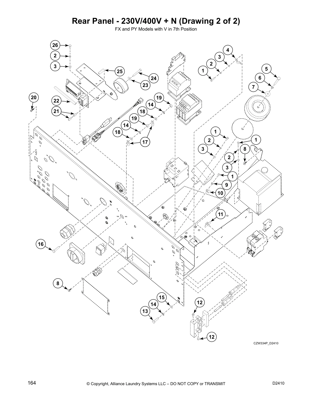 Rear Panel - 230V/400V + N (Drawing 2 of 2)