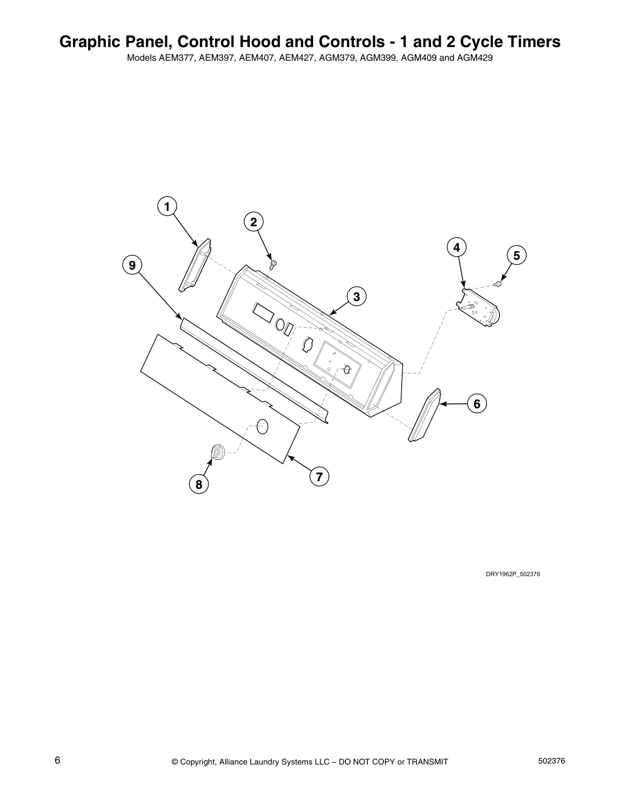 Graphic Panel, Control Hood and Controls - 1 and 2 Cycle Timers