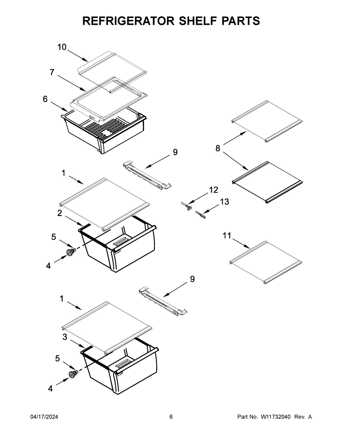 04 - REFRIGERATOR SHELF PARTS
