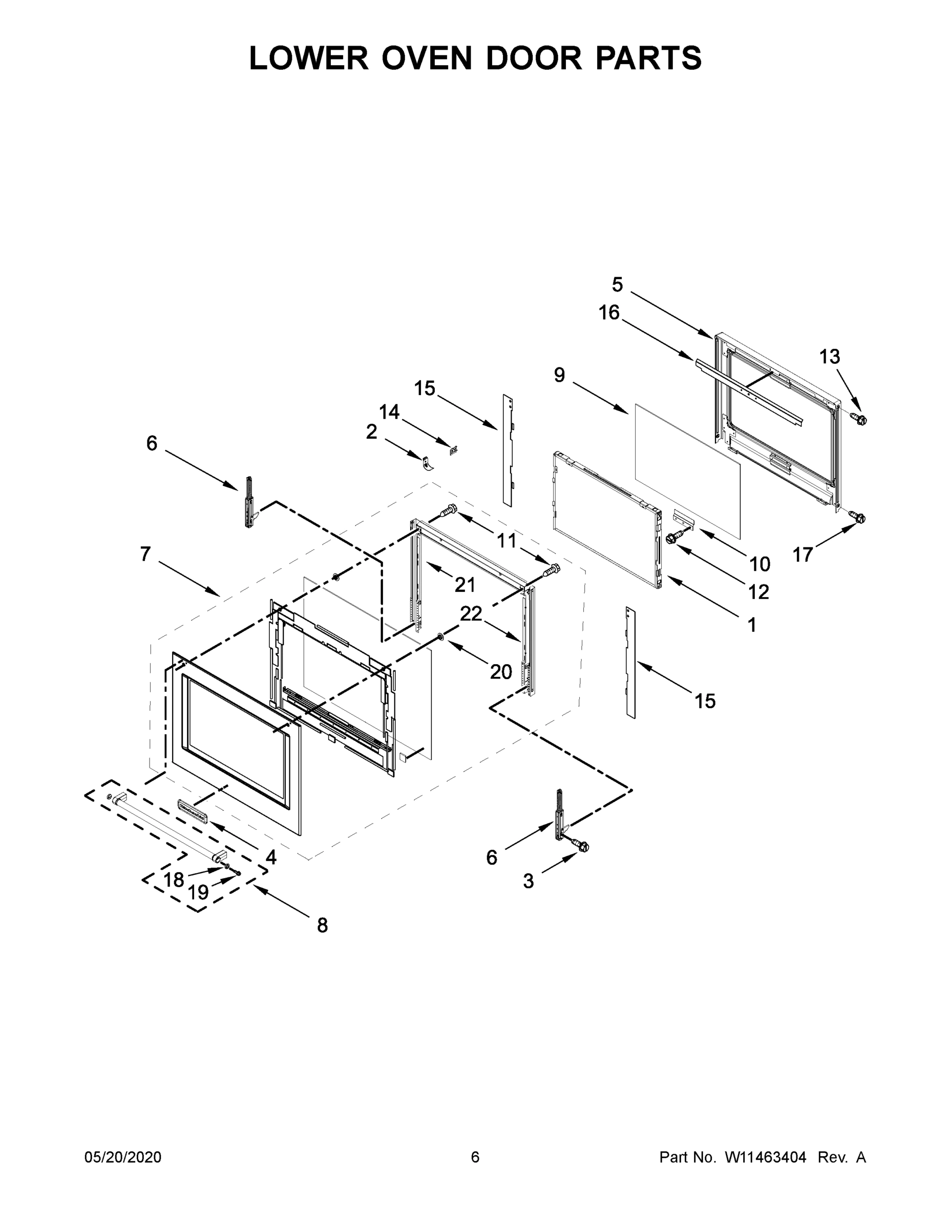 04 - LOWER OVEN DOOR PARTS