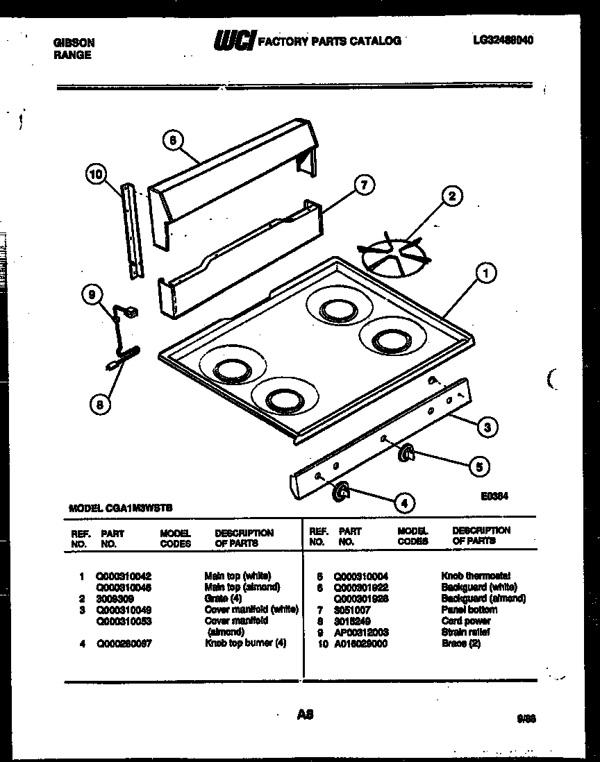 02 - BACKGUARD AND COOKTOP PARTS