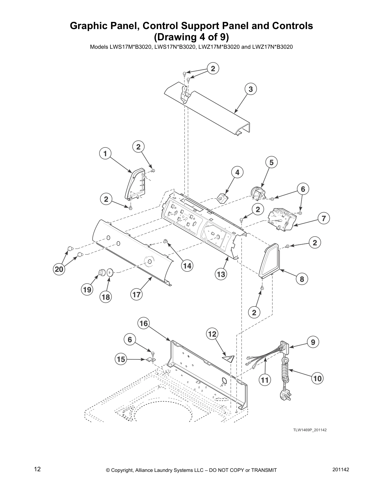 Graphic Panel, Control Support Panel and Controls
(Drawing 4 of 9)