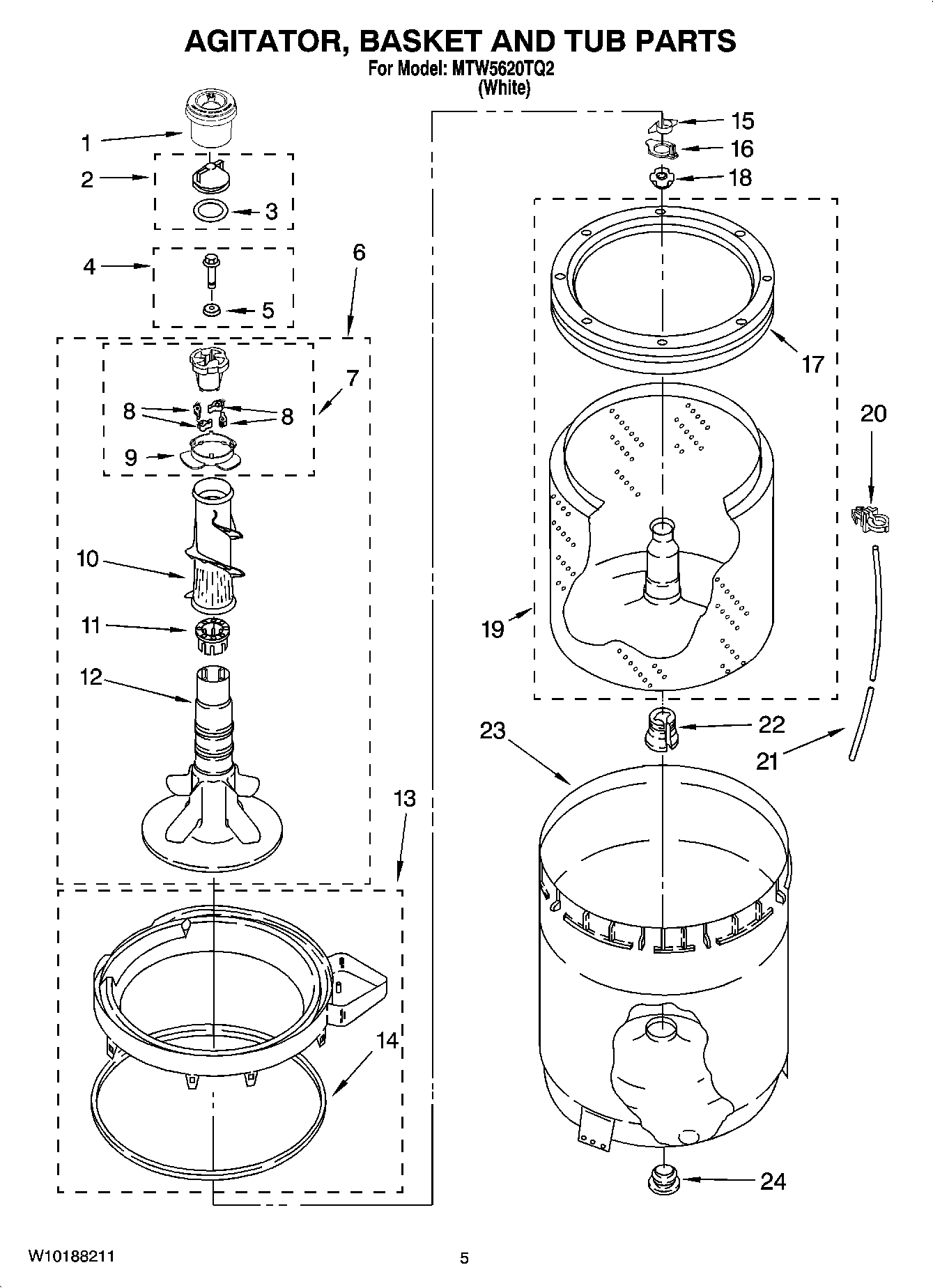 03 - AGITATOR, BASKET AND TUB PARTS