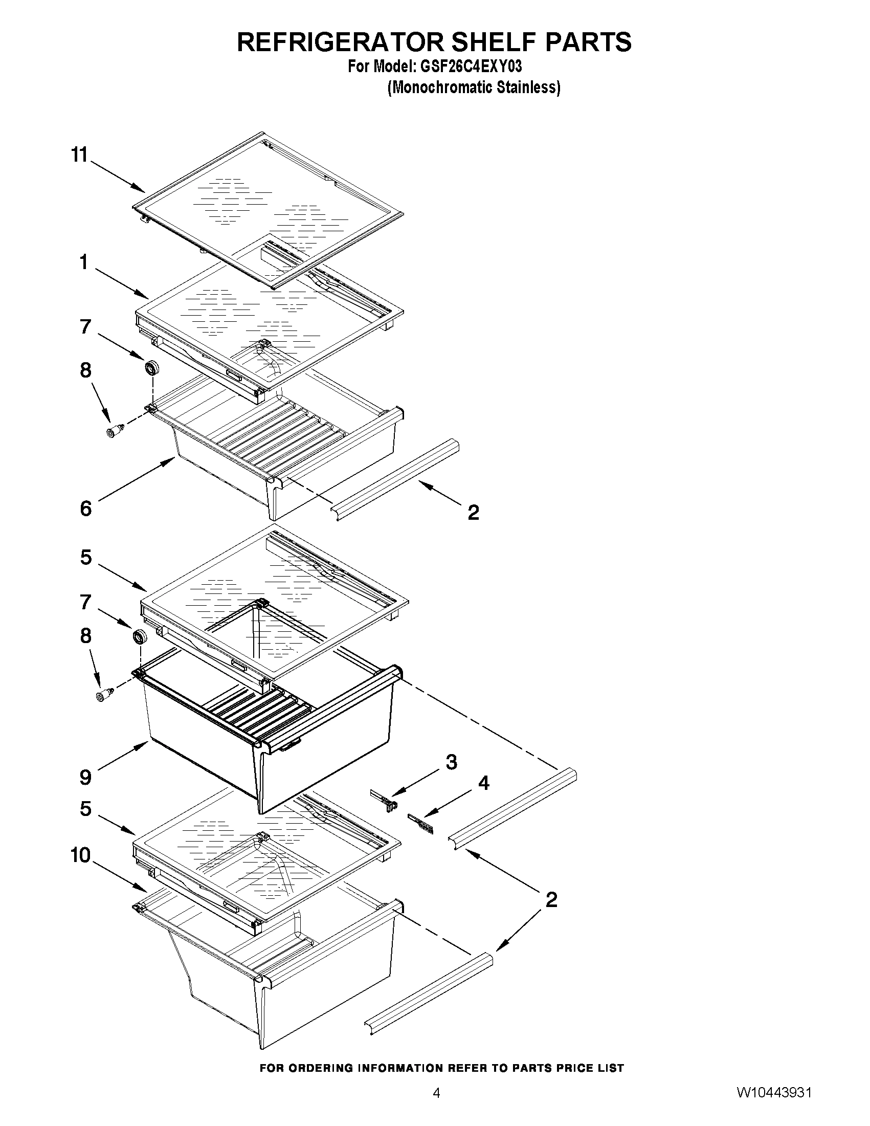 03 - REFRIGERATOR SHELF PARTS