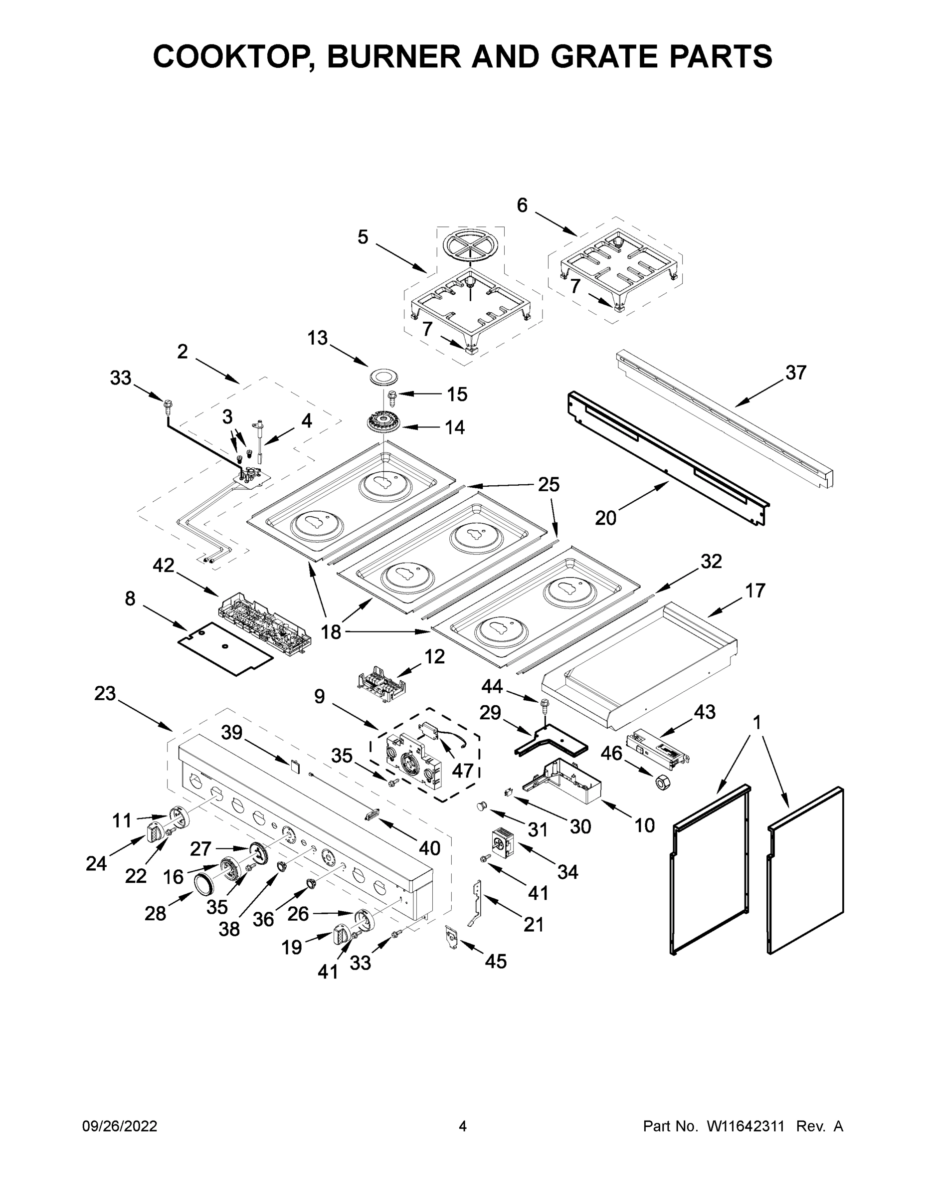 03 - COOKTOP, BURNER AND GRATE PARTS