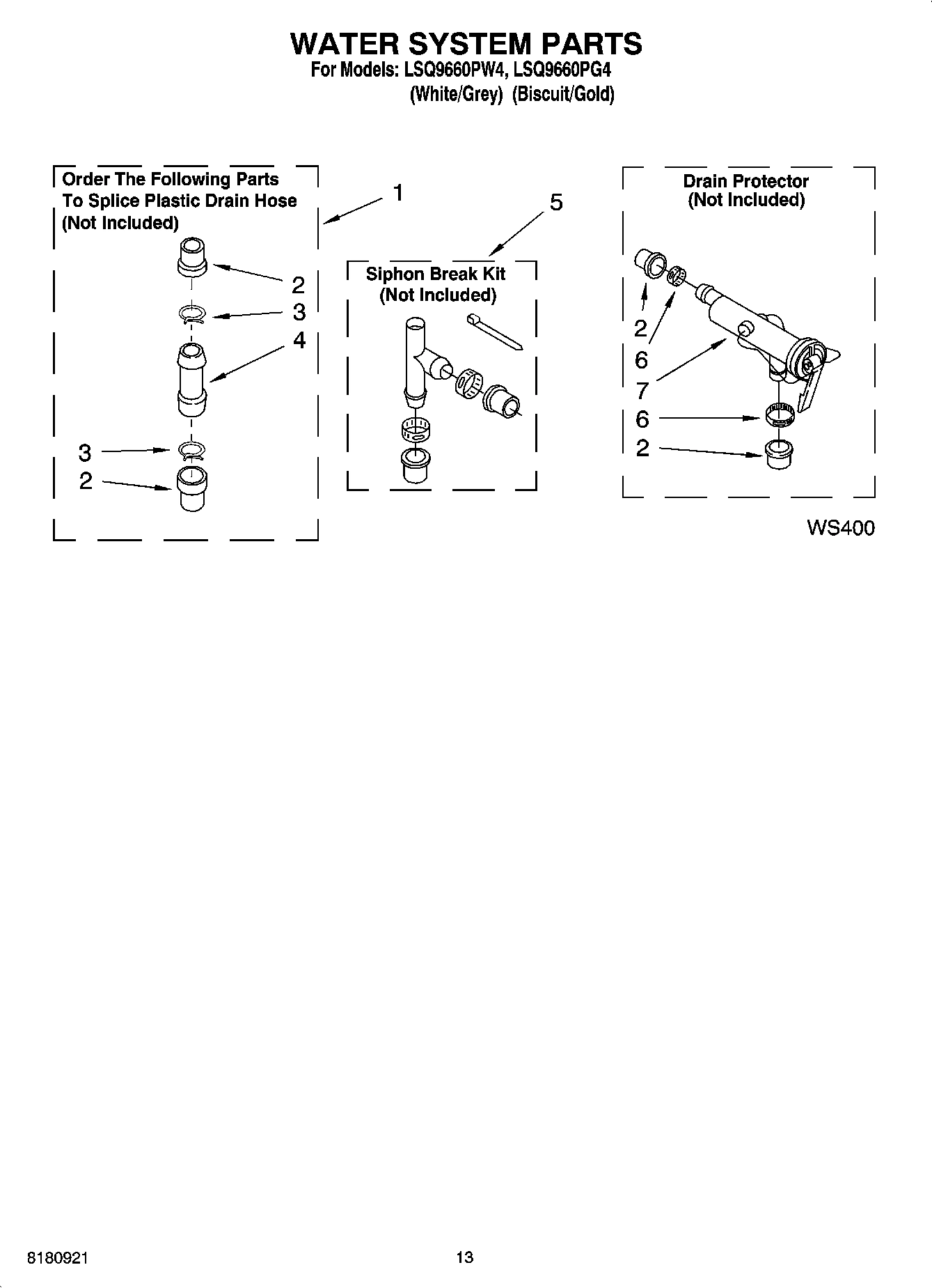 09 - WATER SYSTEM PARTS, OPTIONAL PARTS (NOT INCLUDED)
