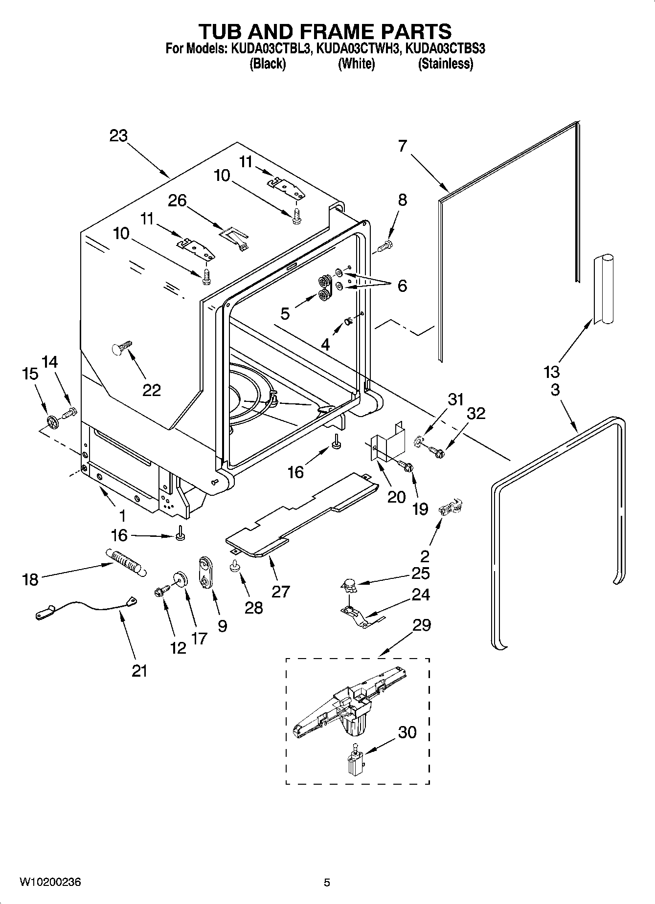 05 - TUB AND FRAME PARTS
