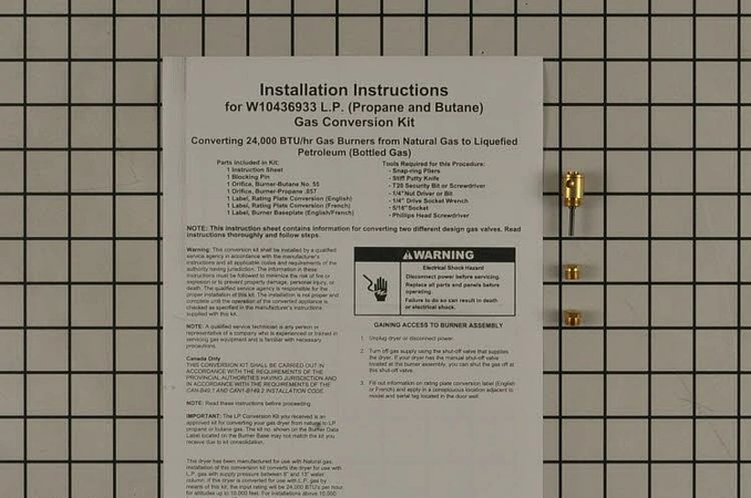 W10436933 Whirlpool LP Gas Connection