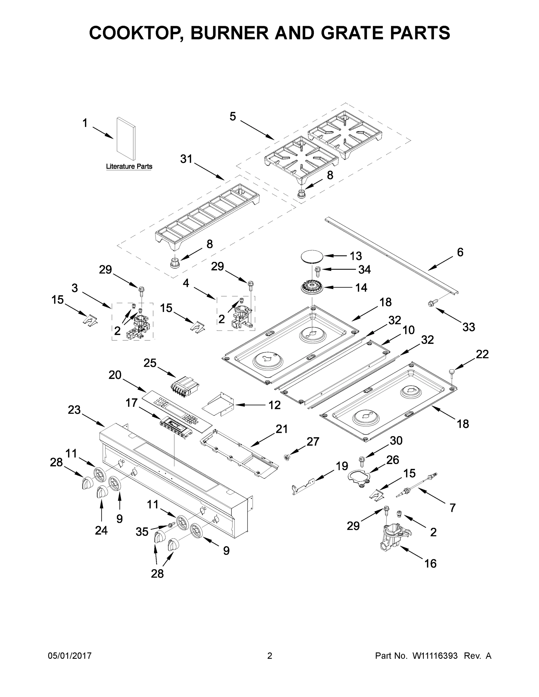 02 - COOKTOP, BURNER AND GRATE PARTS