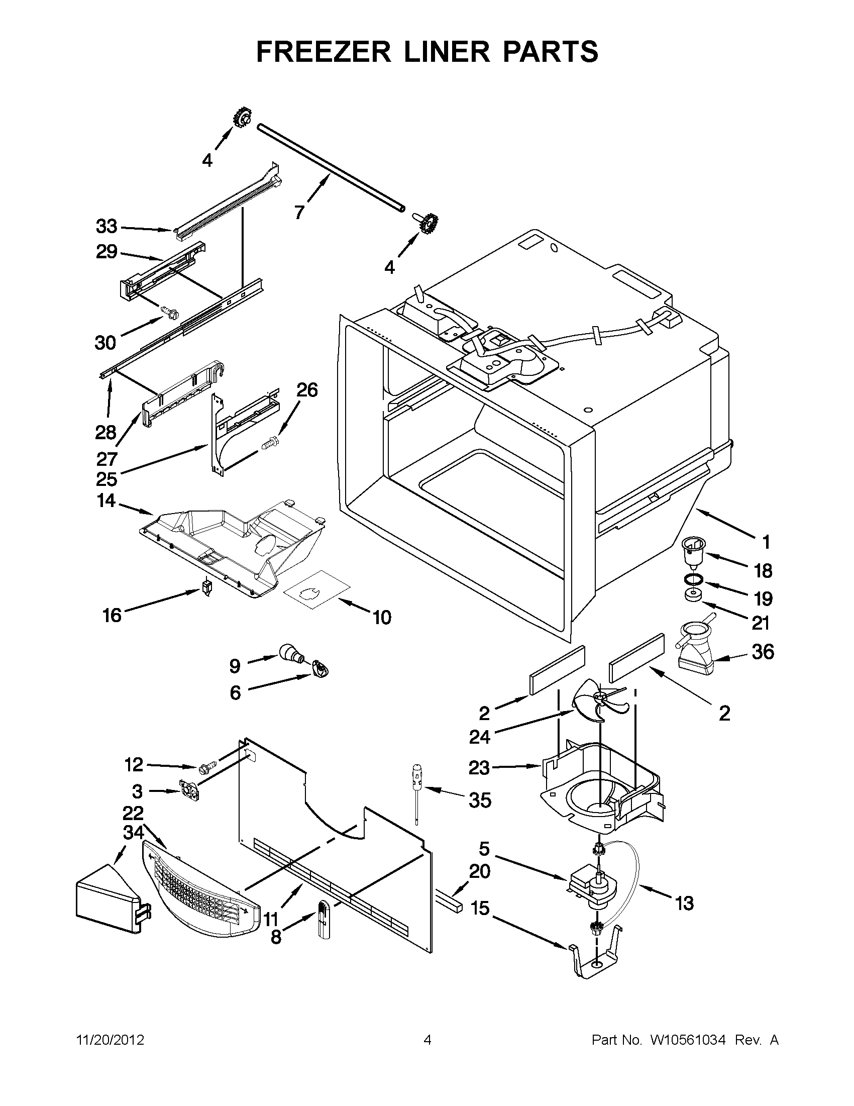 02 - FREEZER LINER PARTS