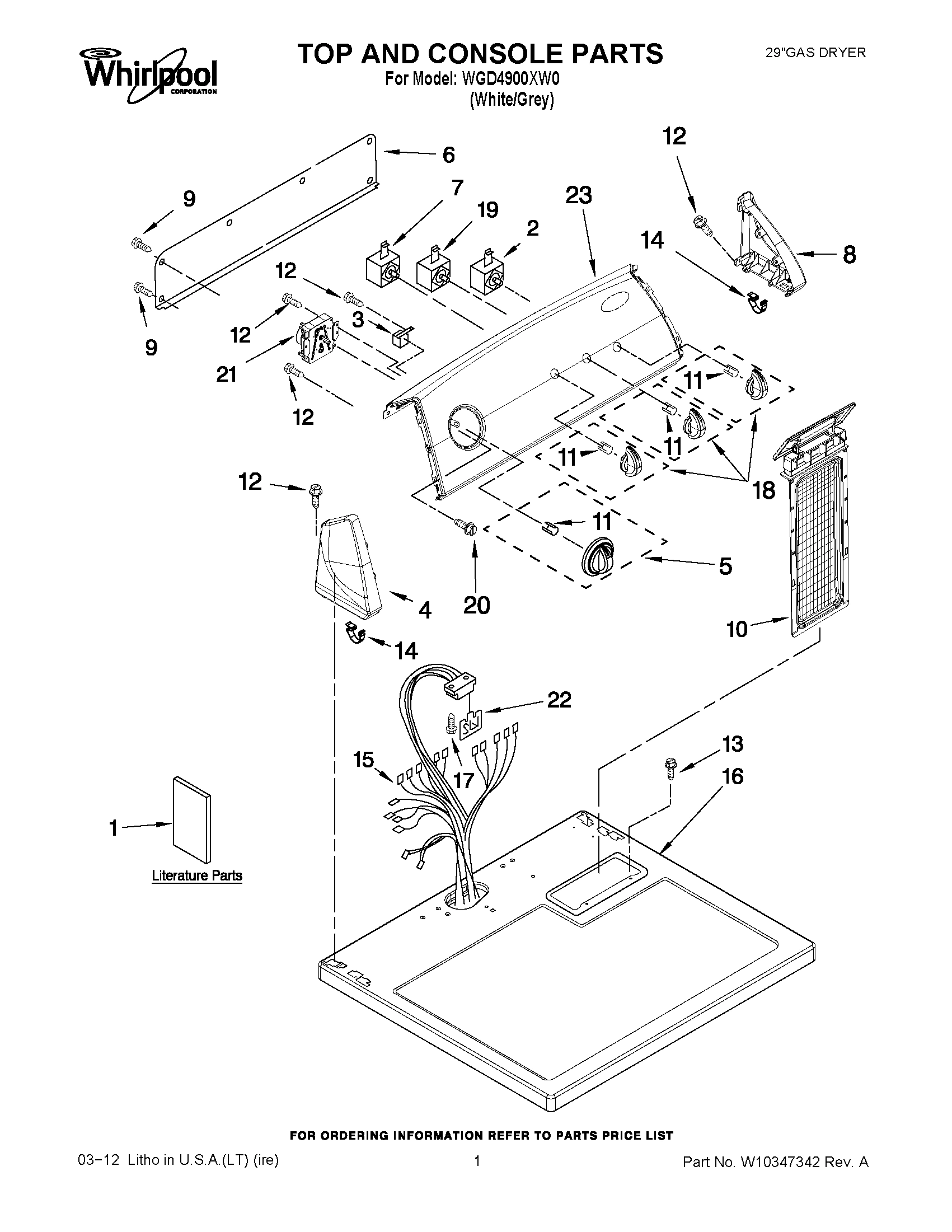 01 - TOP AND CONSOLE PARTS