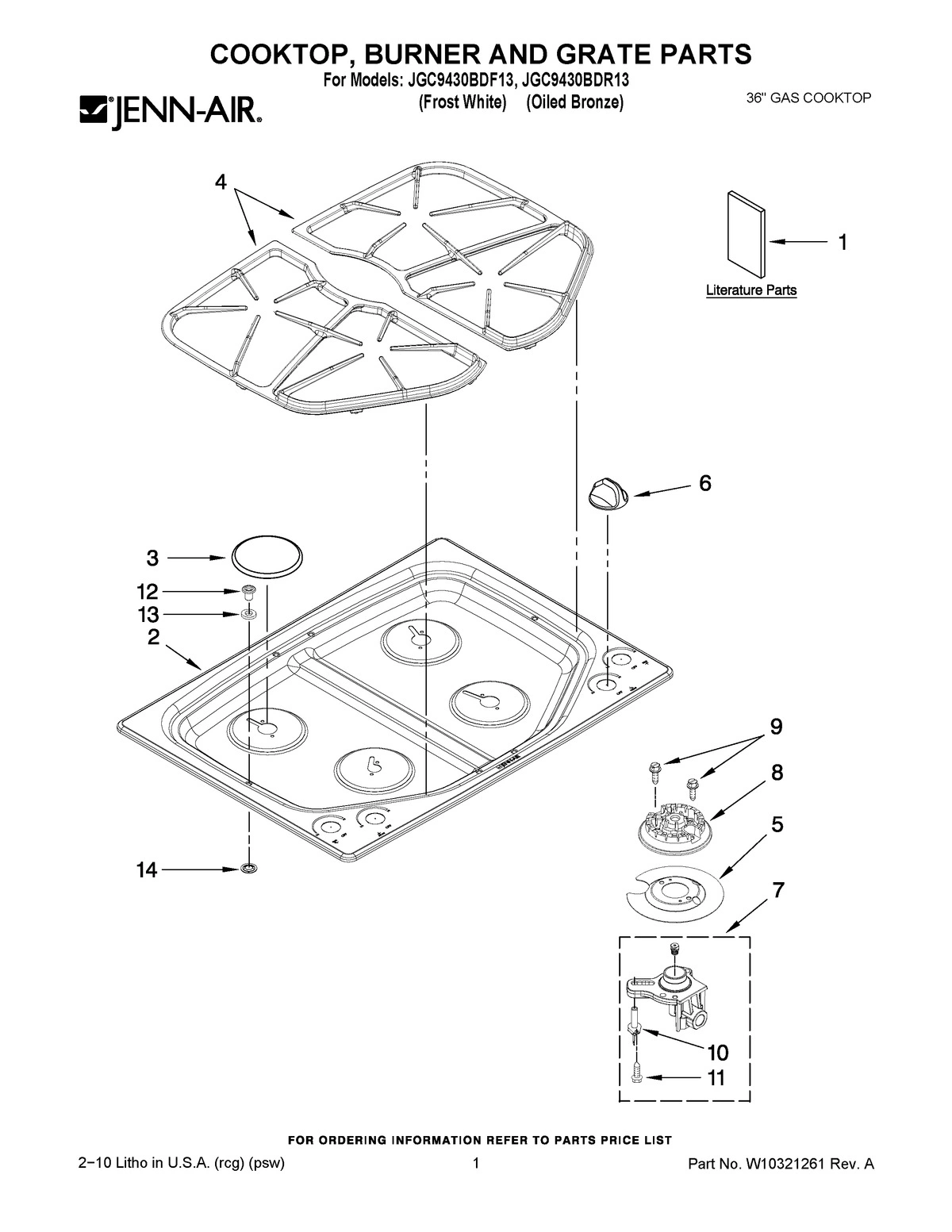 01 - COOKTOP, BURNER AND GRATE PARTS