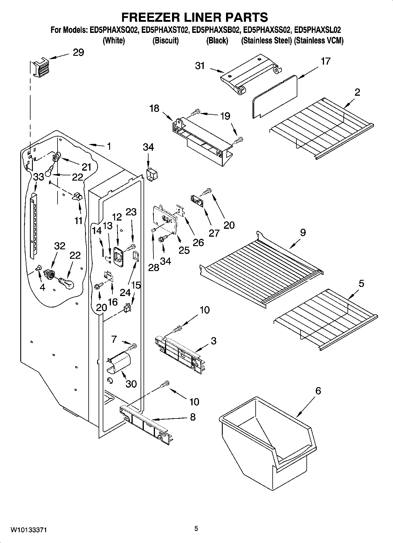 04 - FREEZER LINER PARTS