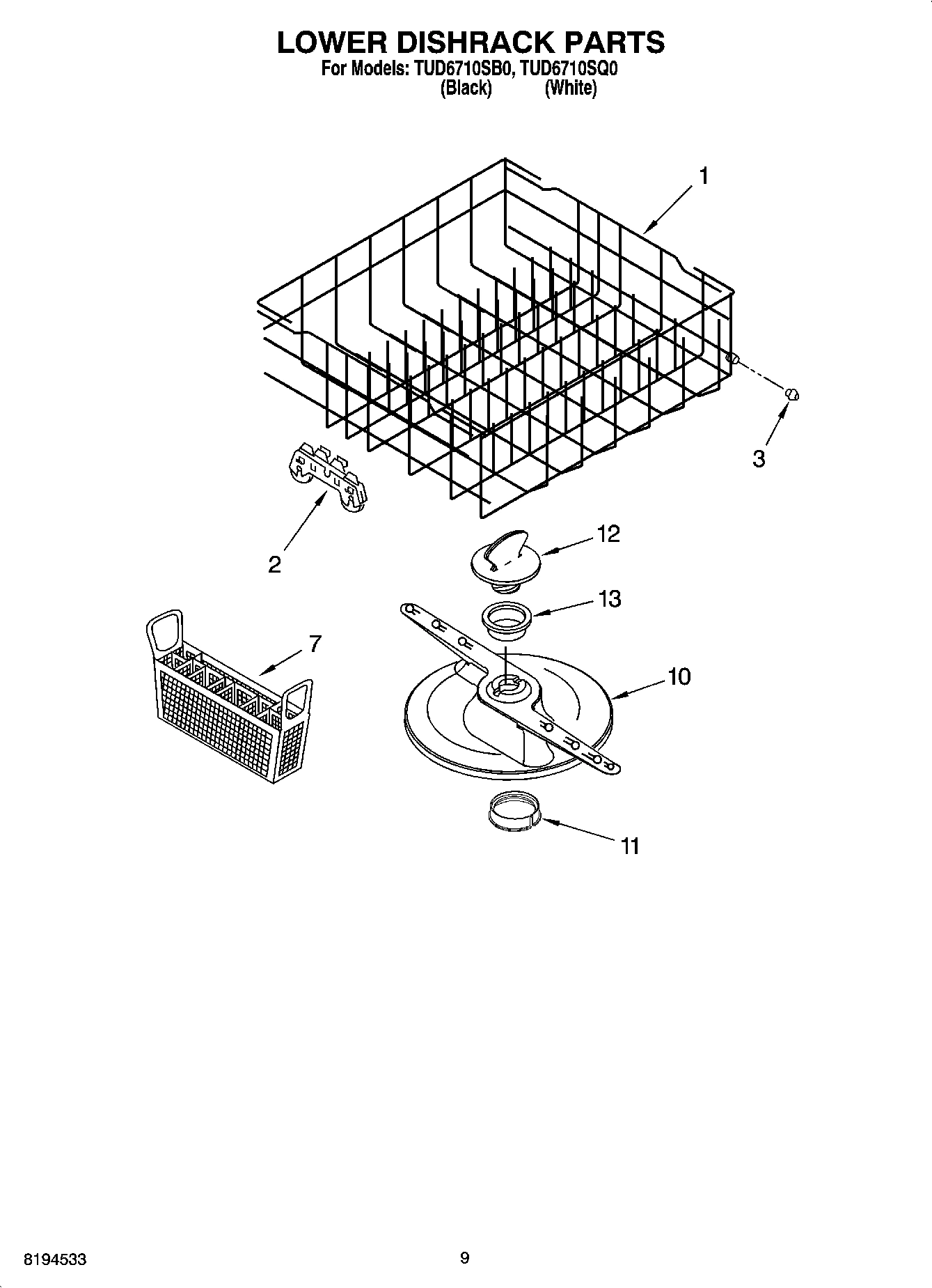 06 - LOWER DISHRACK PARTS, OPTIONAL PARTS (NOT INCLUDED)