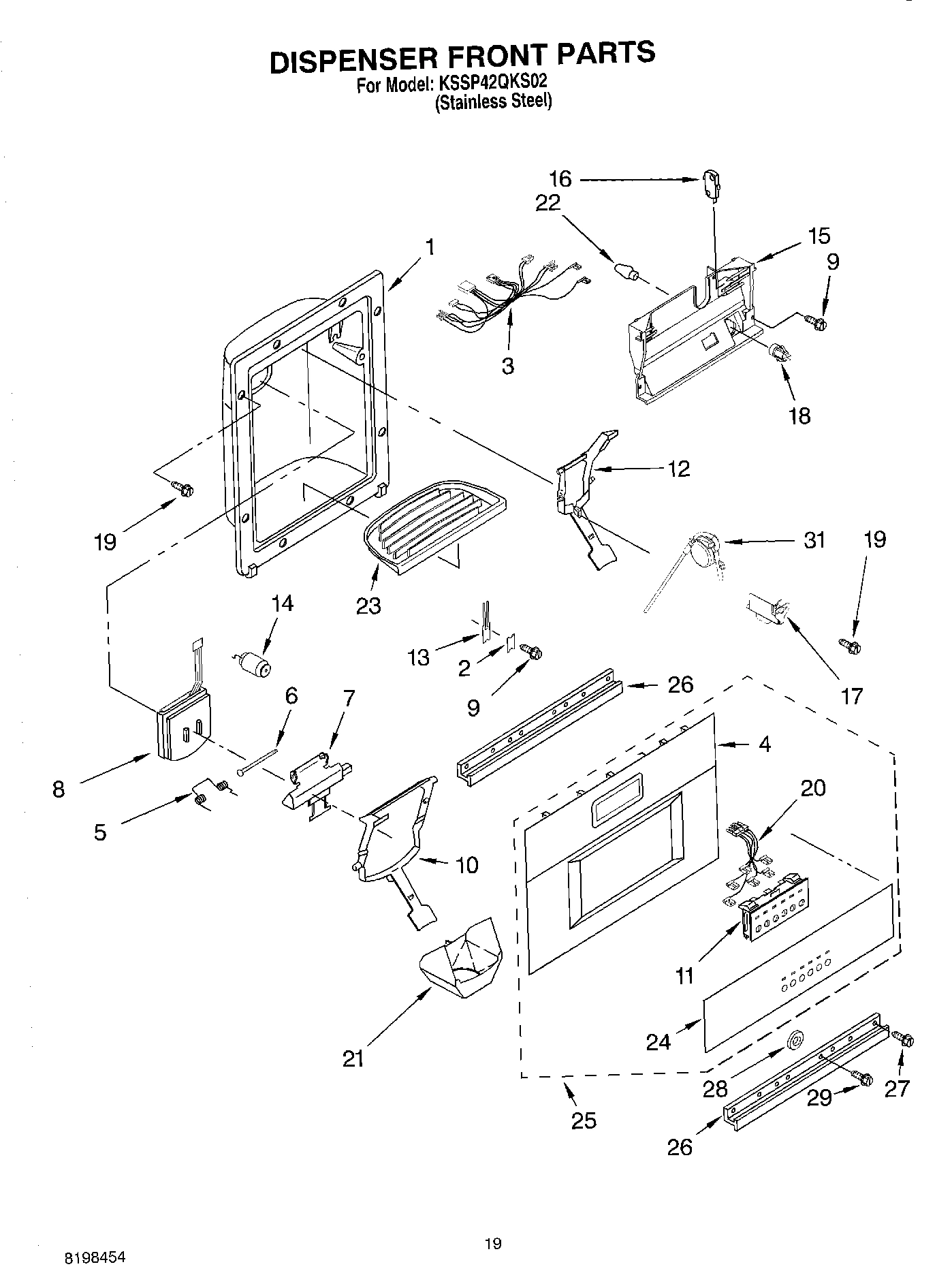 12 - DISPENSER AND FRONT PARTS
