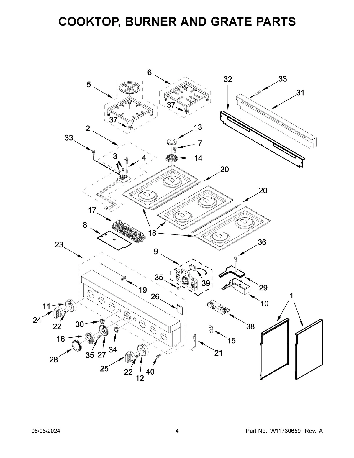 03 - COOKTOP, BURNER AND GRATE PARTS