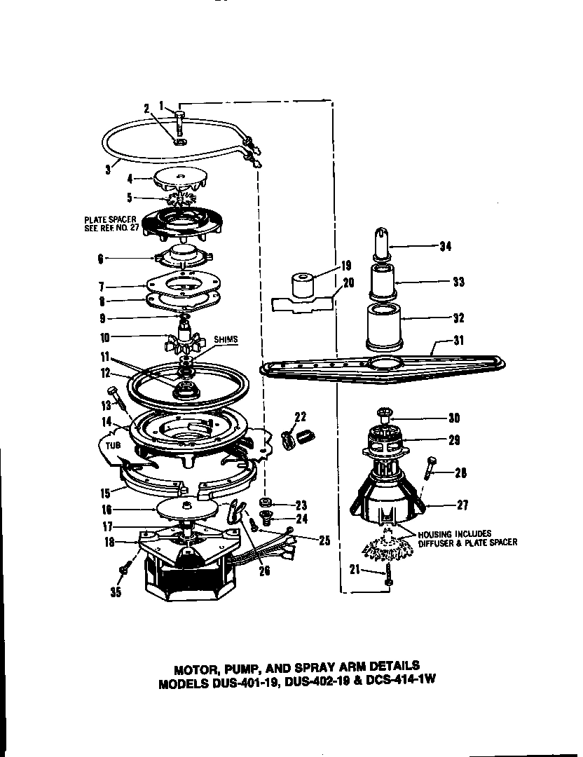 05 - MOTOR, PUMP, AND SPRAY ARM DETAILS