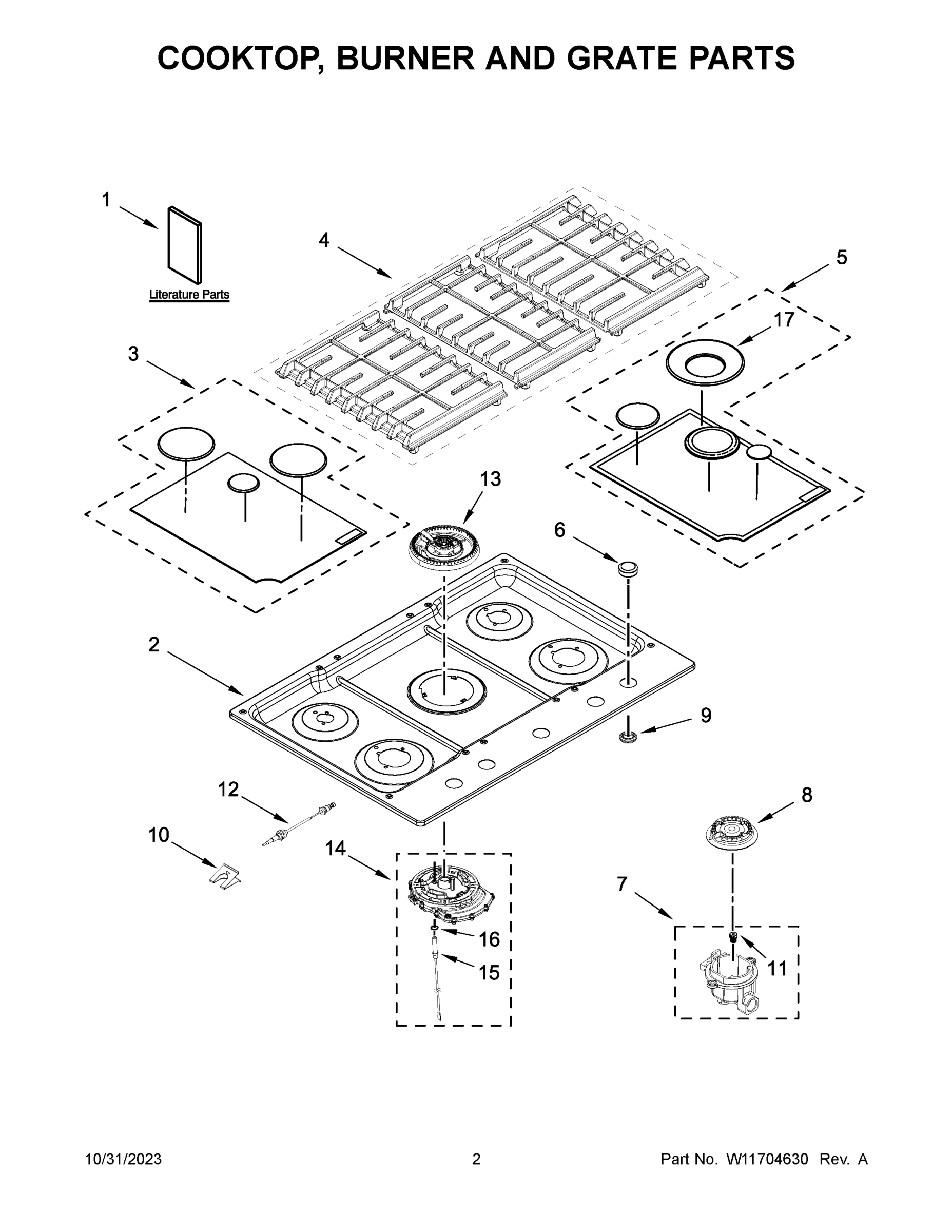 02 - COOKTOP, BURNER AND GRATE PARTS