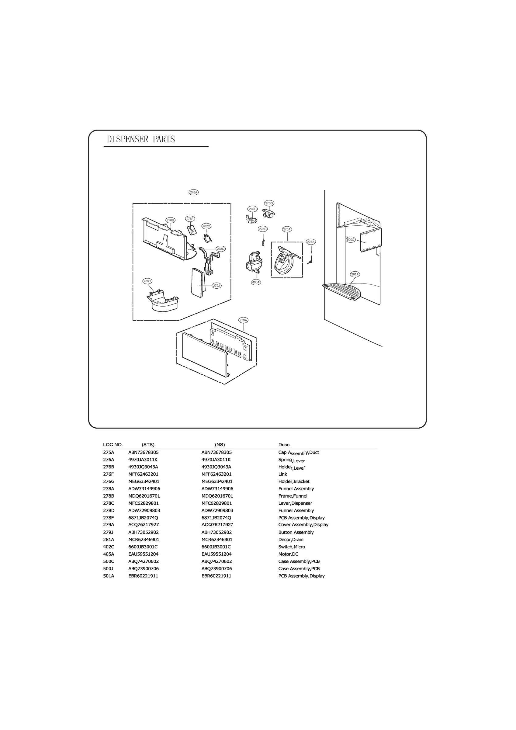 DISPENSER PARTS
