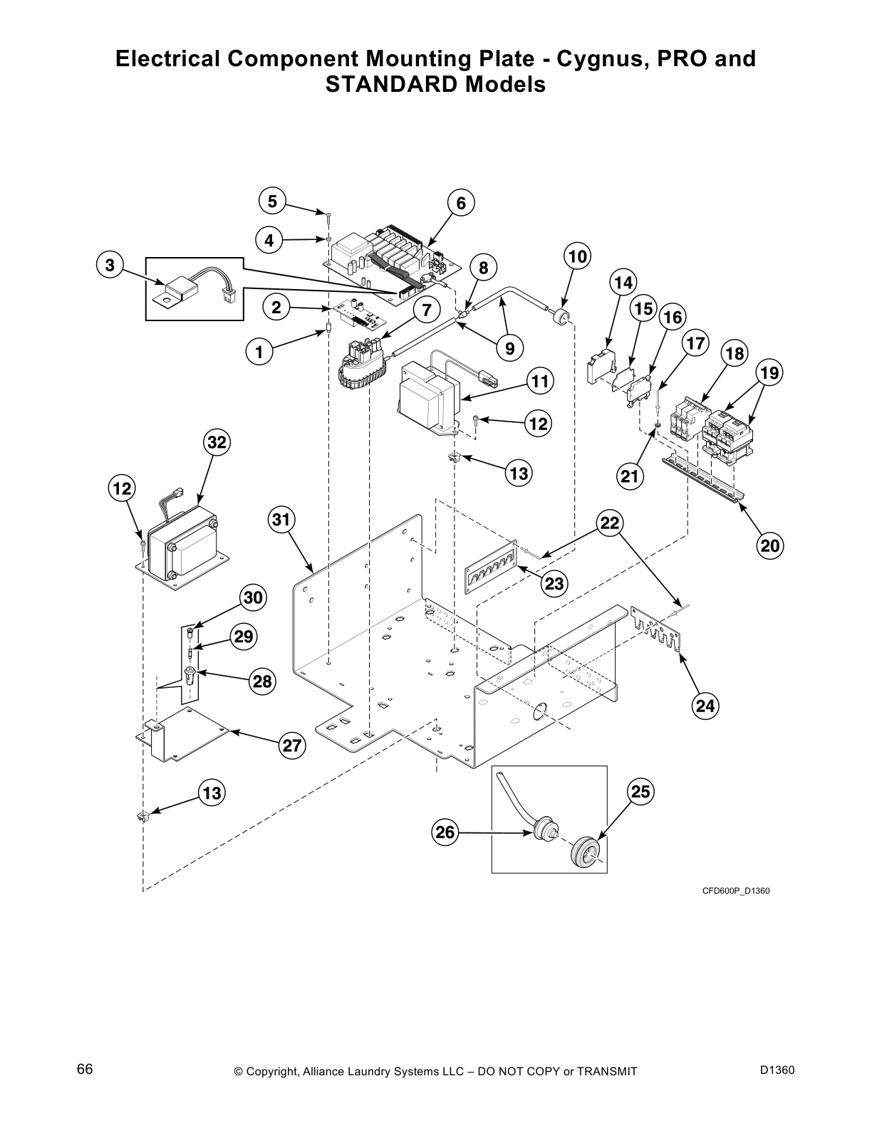 Electrical Component Mounting Plate - Cygnus, PRO and
STANDARD Models