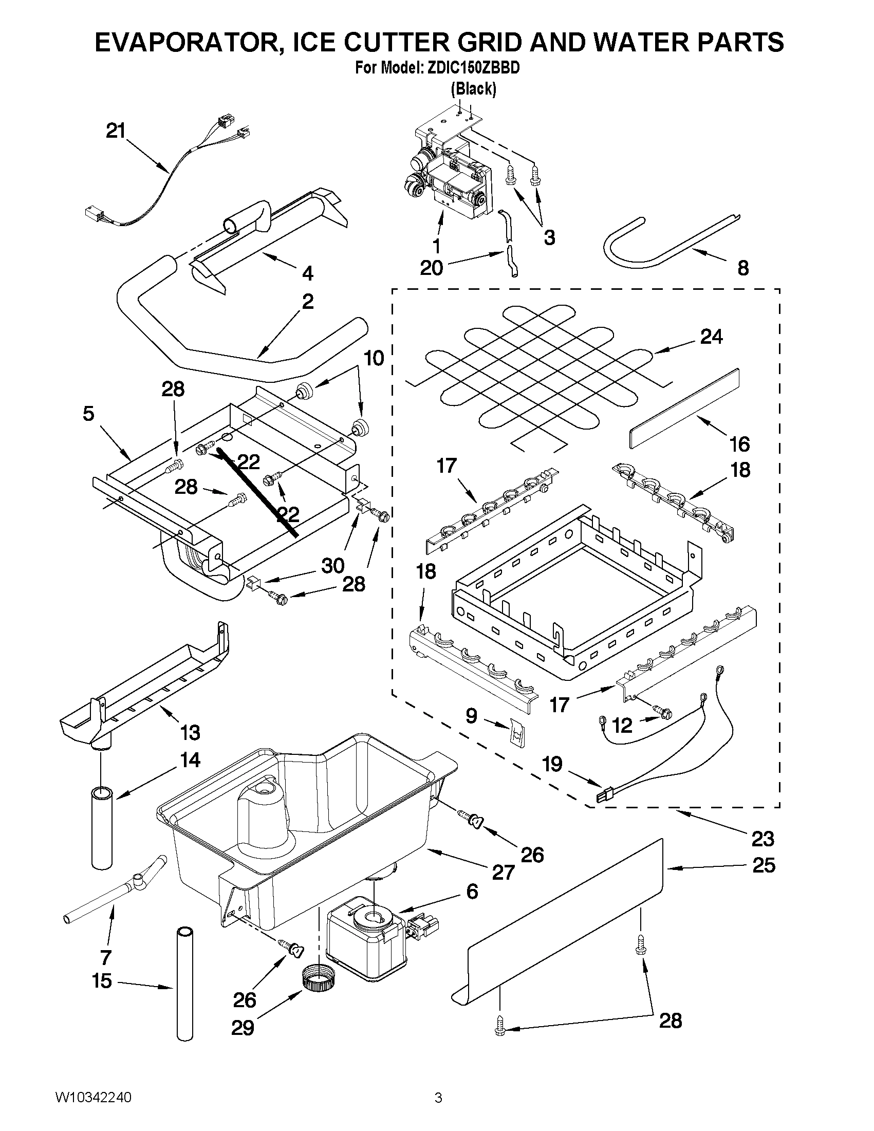 02 - EVAPORATOR, ICE CUTTER GRID AND WATER PARTS