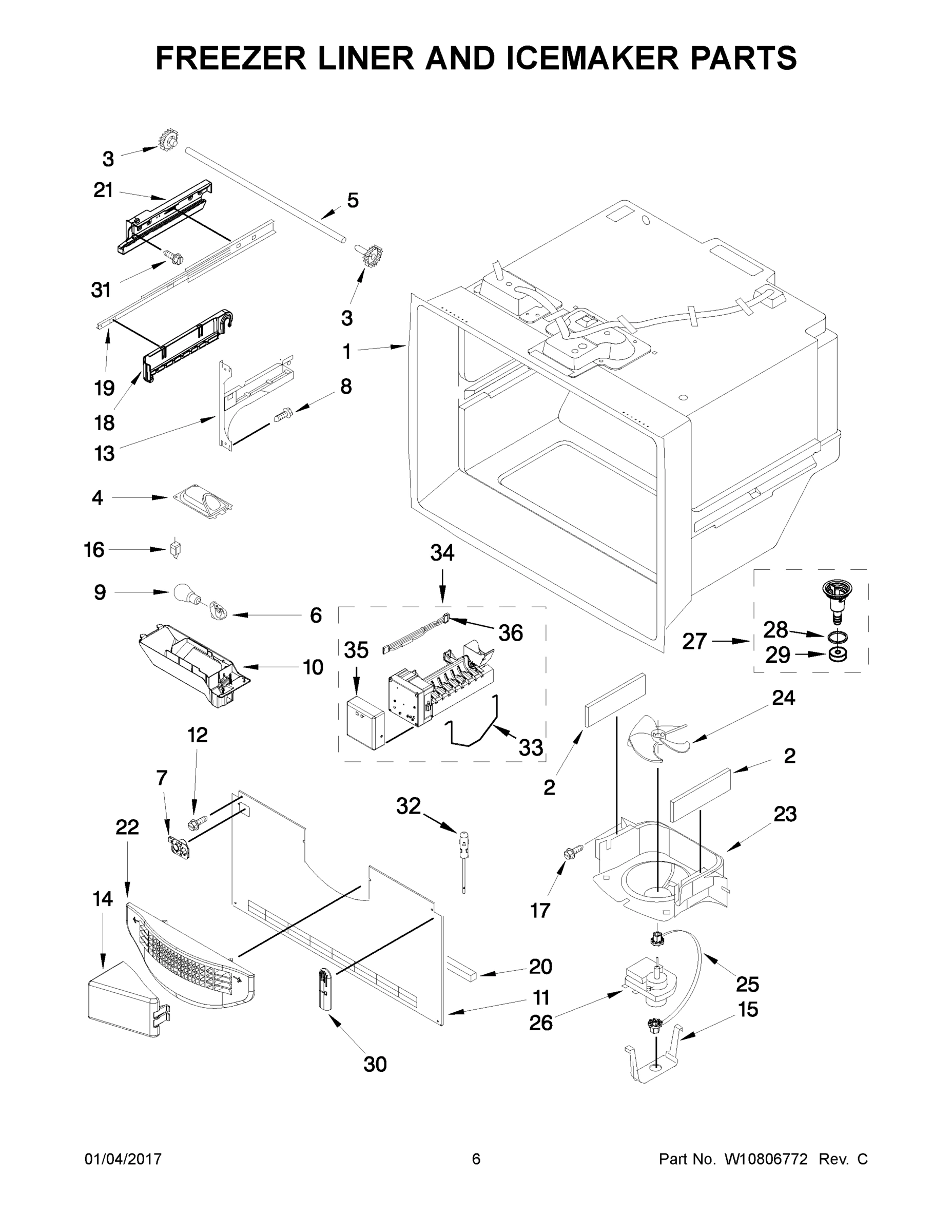 04 - FREEZER LINER AND ICEMAKER PARTS