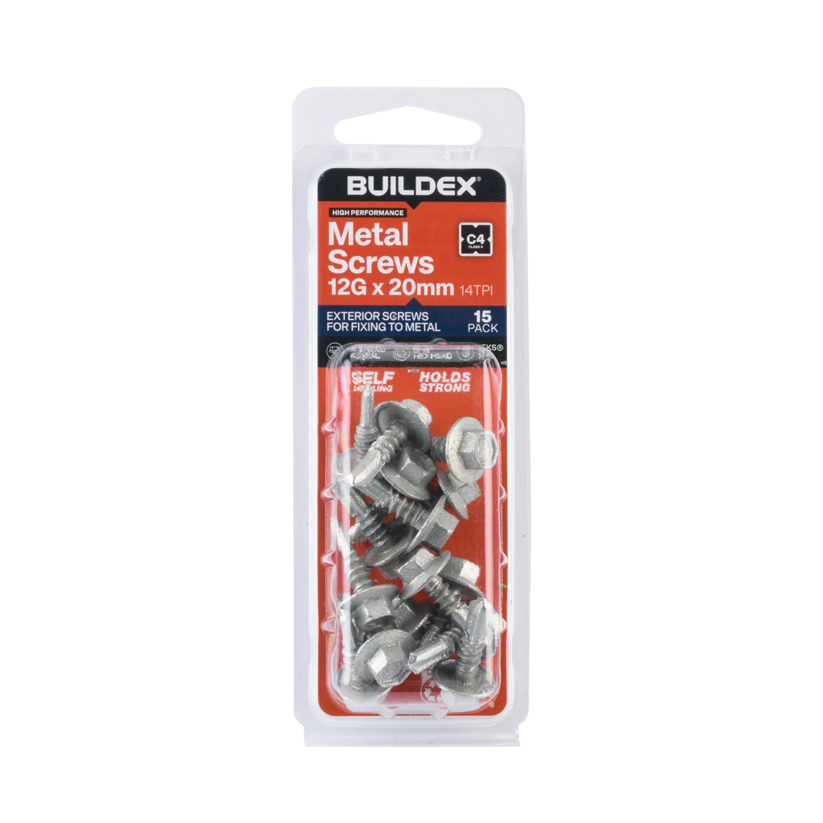 Buildex® 12G x 20mm Class 4 Sheet Metal Screws – 15 Pack
