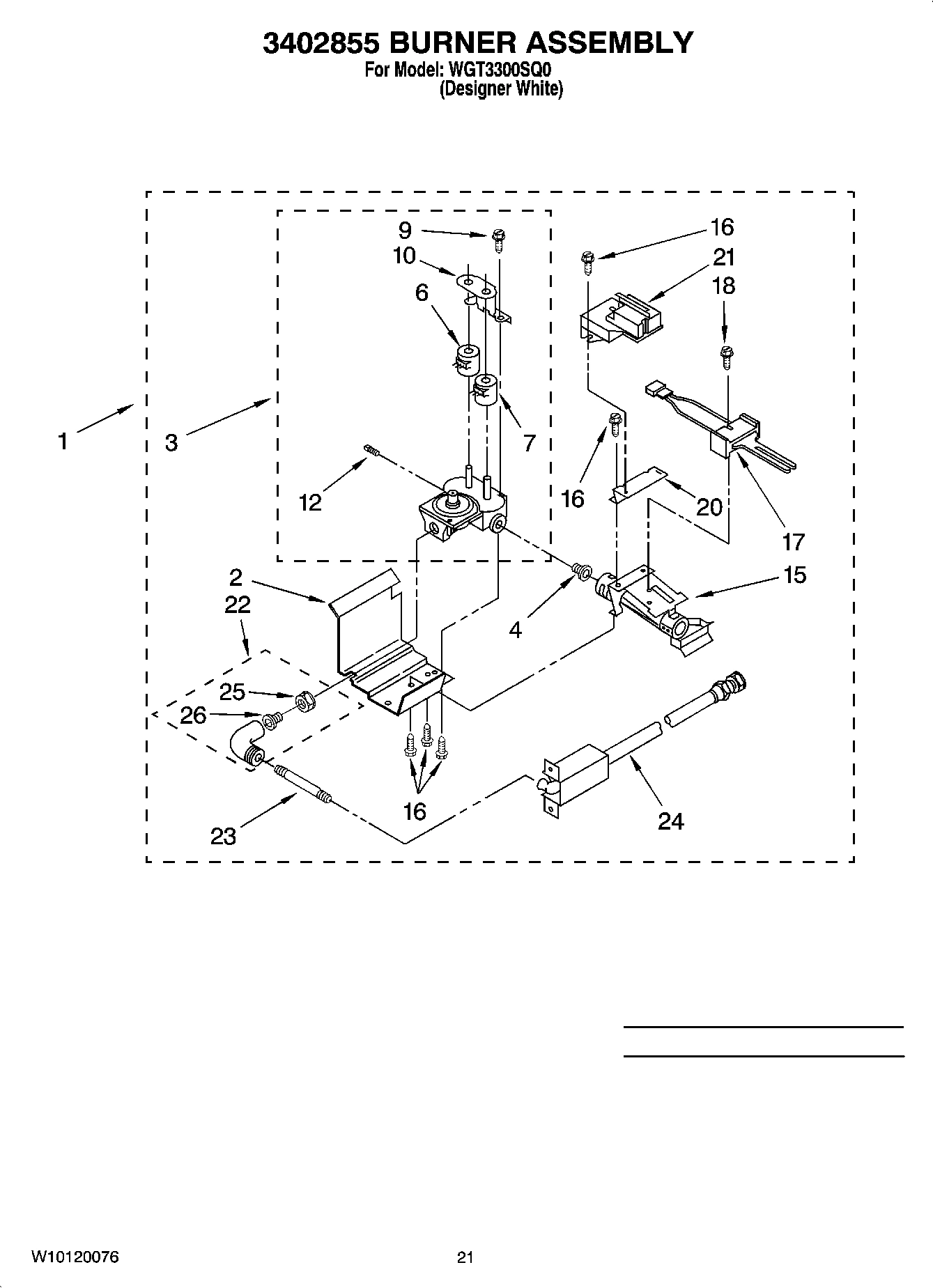 15 - 3402855 BURNER ASSEMBLY, OPTIONAL PARTS (NOT INCLUDED)