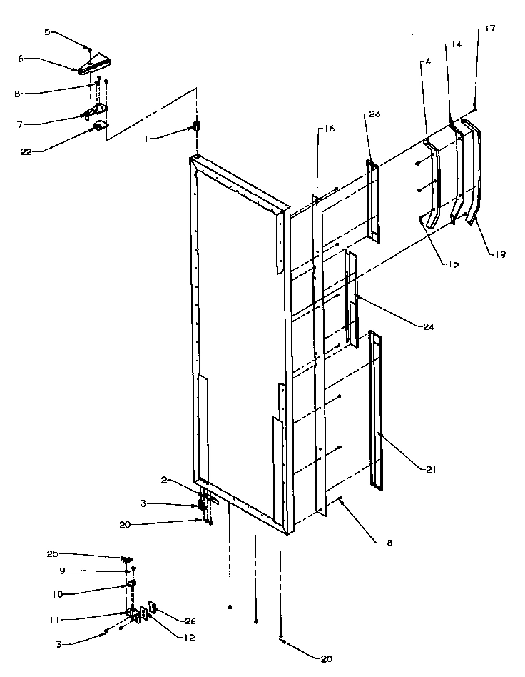 15 - REF DOOR HINGE AND TRIM PARTS