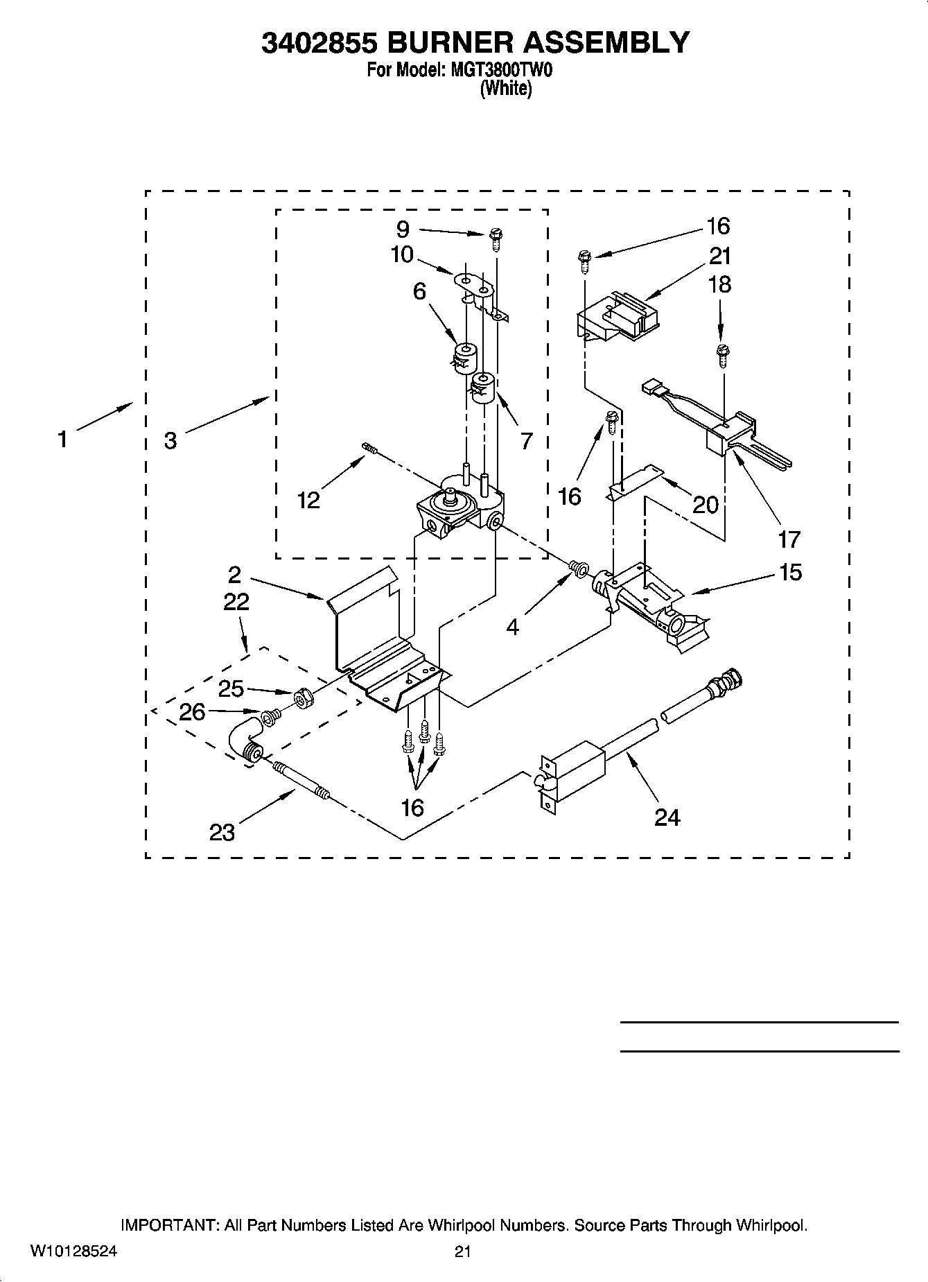 15 - 3402855 BURNER ASSEMBLY, OPTIONAL PARTS (NOT INCLUDED)