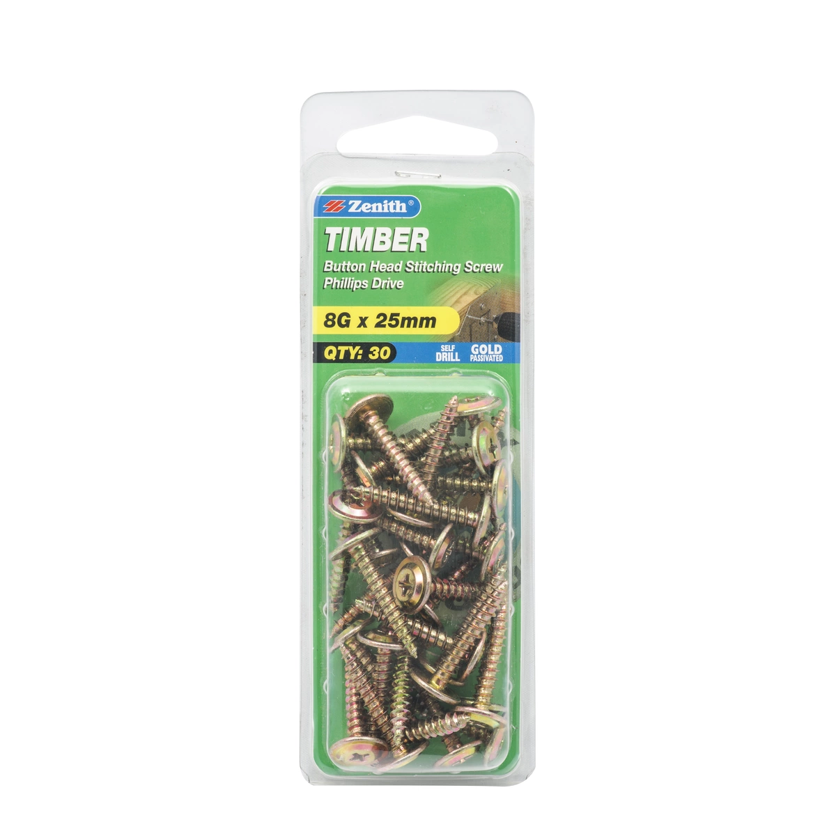 ZENITH® 8G x 25mm Gold Passivated Stitching Screws – 30 Pack