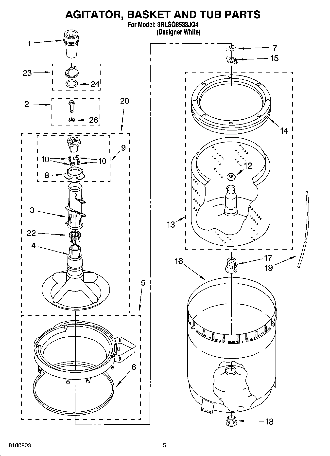 03 - AGITATOR, BASKET AND TUB PARTS