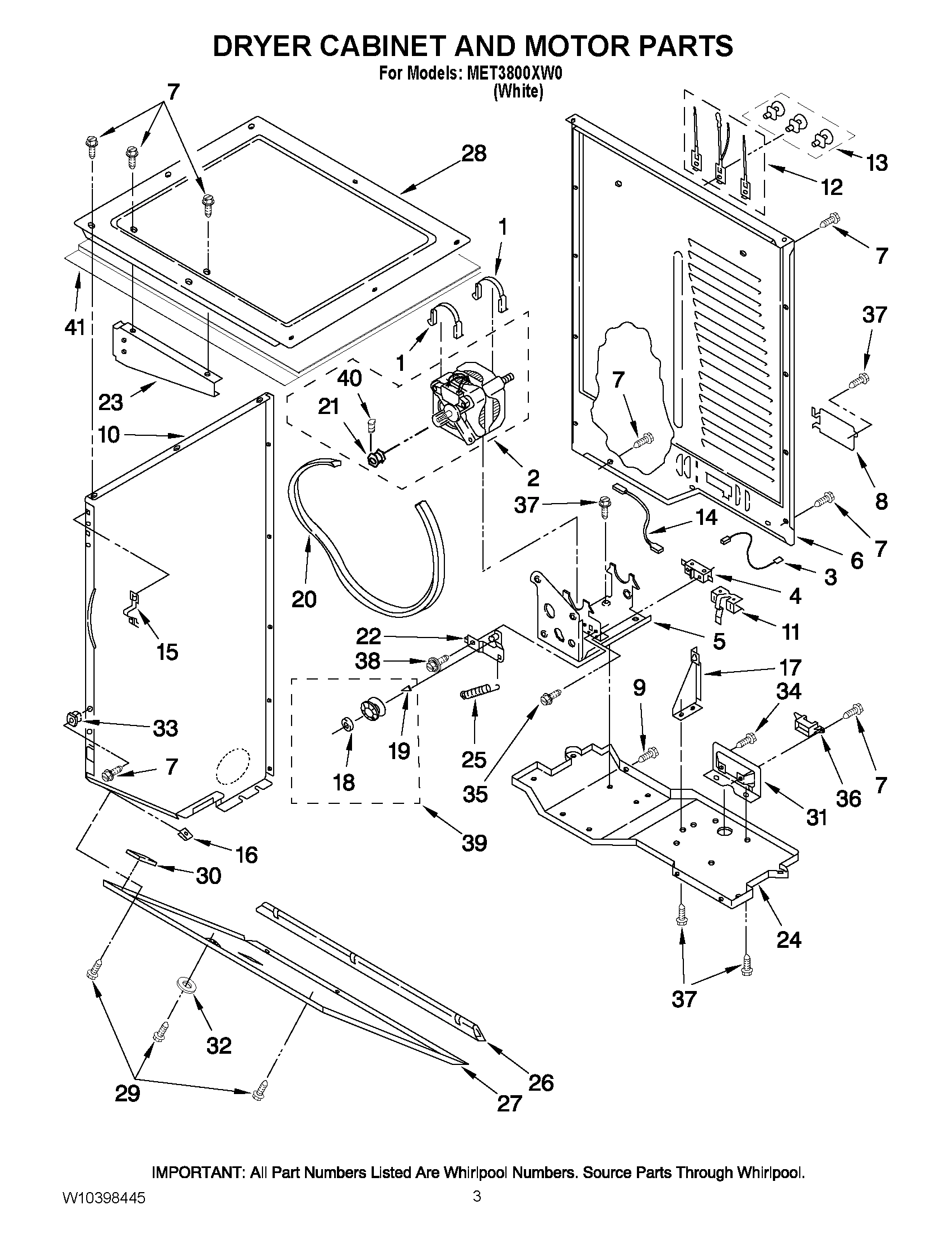 03 - DRYER CABINET AND MOTOR PARTS