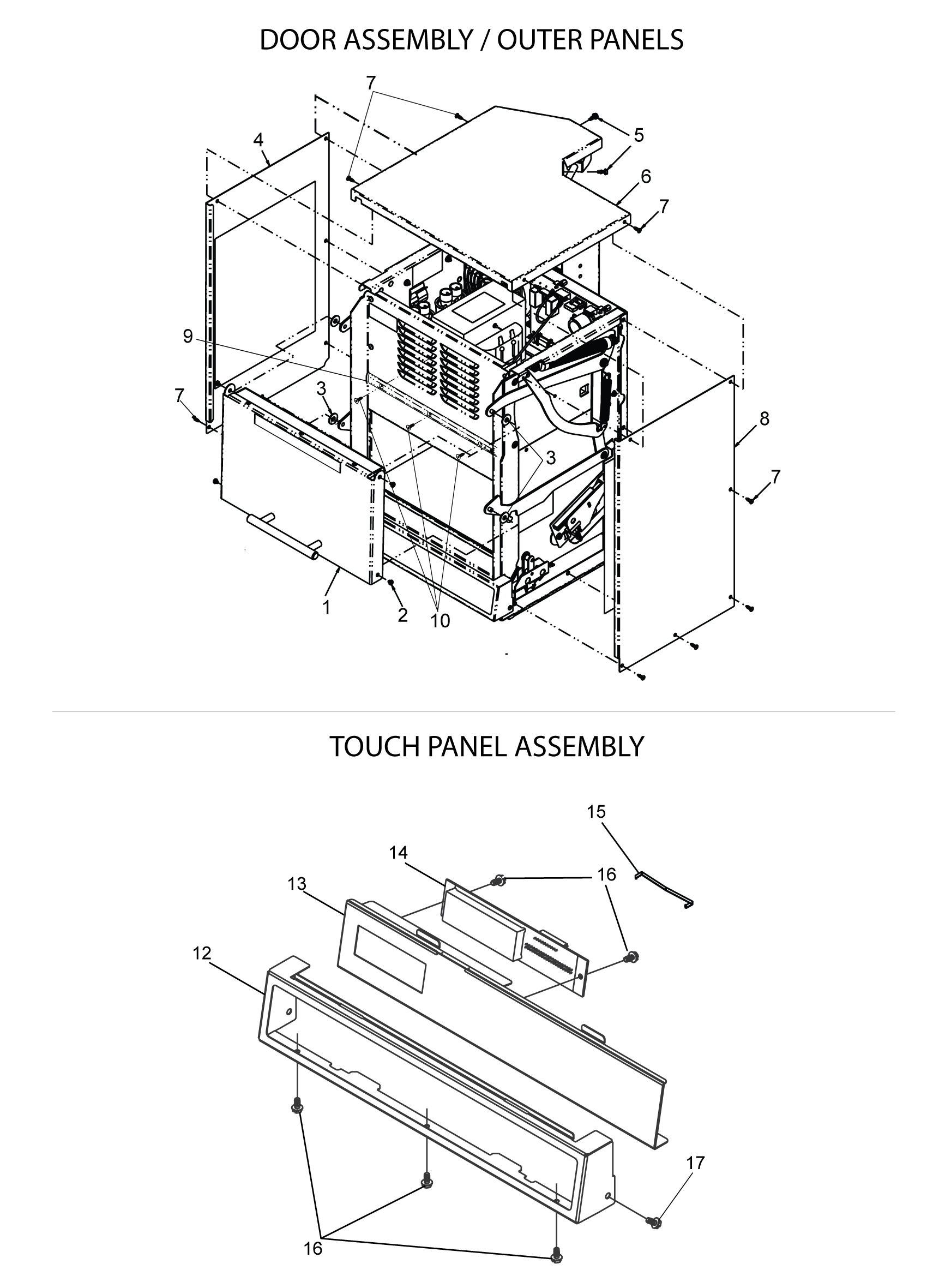 DOOR ASSEMBLY / OUTER PANELS / TOUCH PANEL