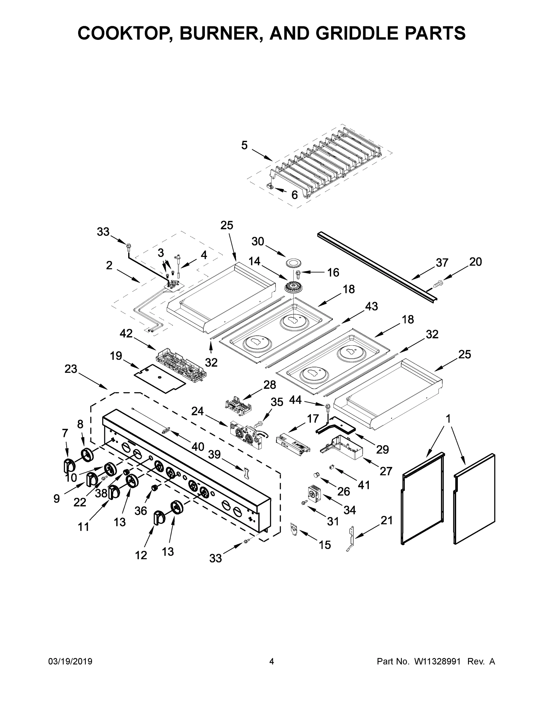 03 - COOKTOP, BURNER, AND GRIDDLE PARTS