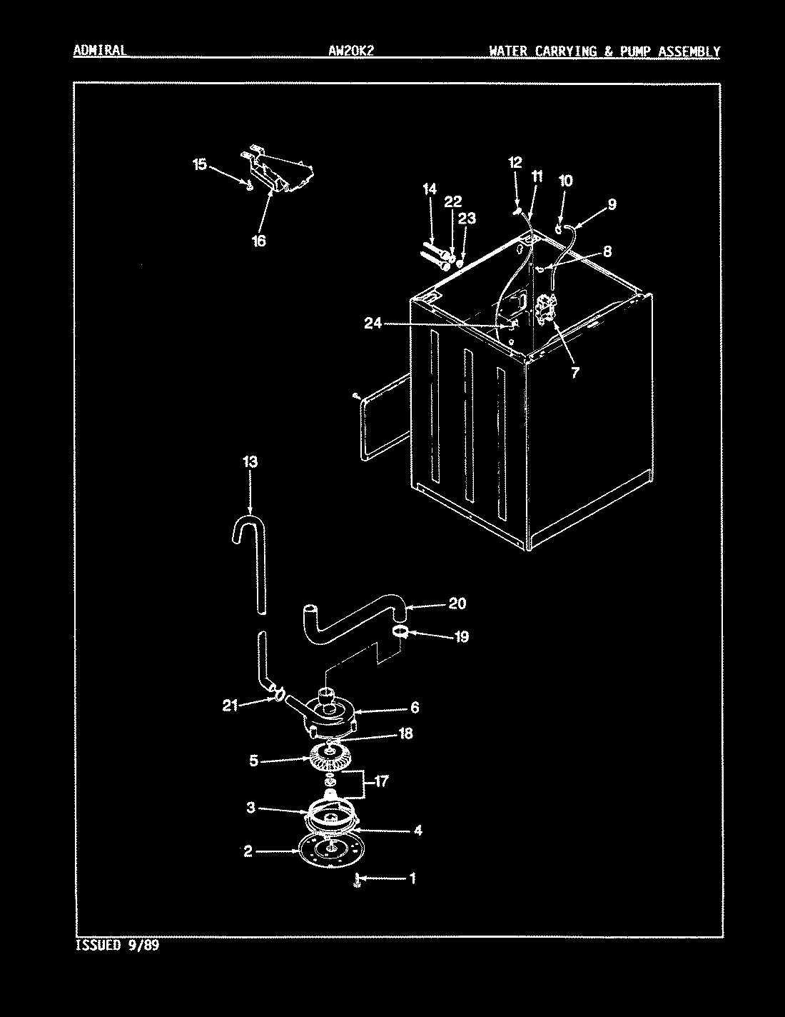 14 - WATER CARRYING & PUMP ASSY. (REV. E-H)