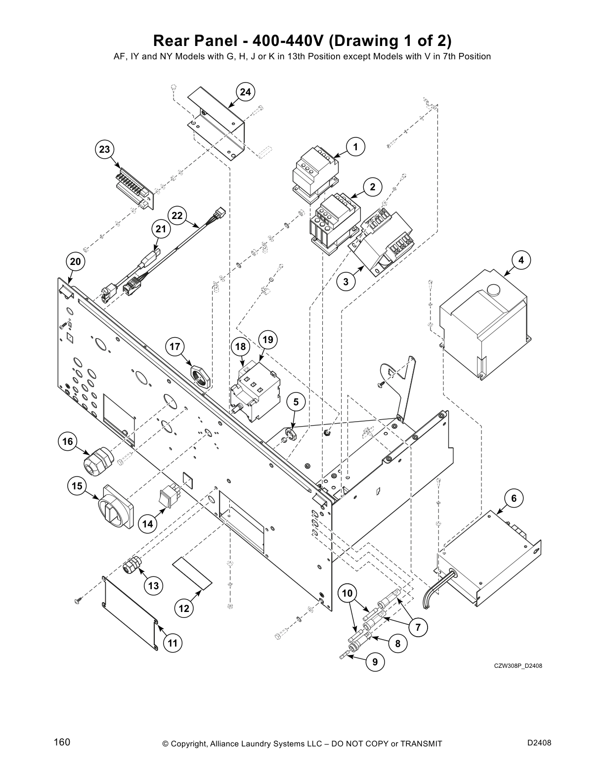 Rear Panel - 400-440V (Drawing 1 of 2)
