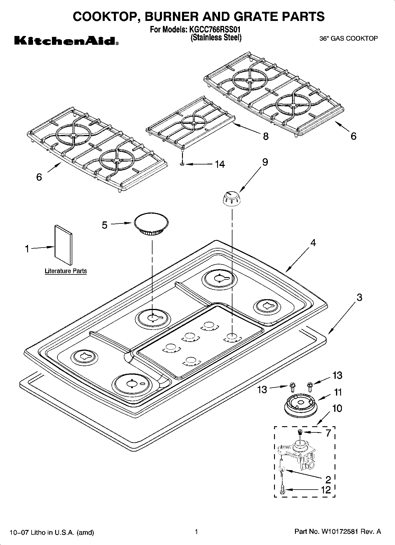 01 - COOKTOP, BURNER AND GRATE PARTS