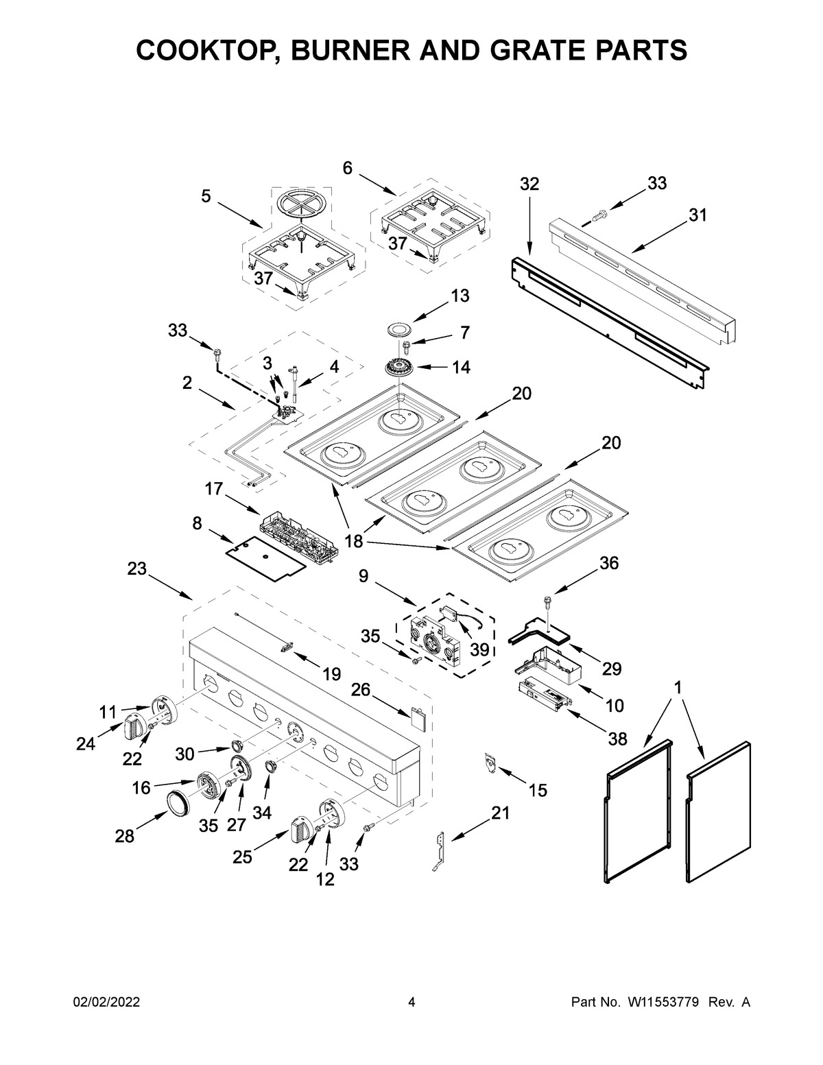 03 - COOKTOP, BURNER AND GRATE PARTS