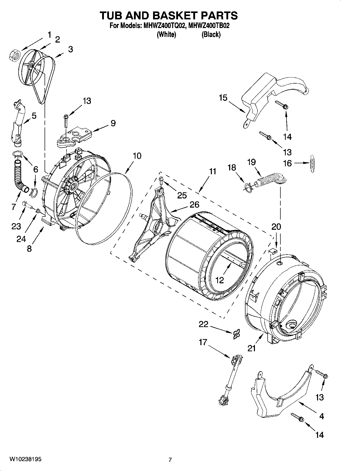 06 - TUB AND BASKET PARTS, OPTIONAL PARTS (NOT INCLUDED)