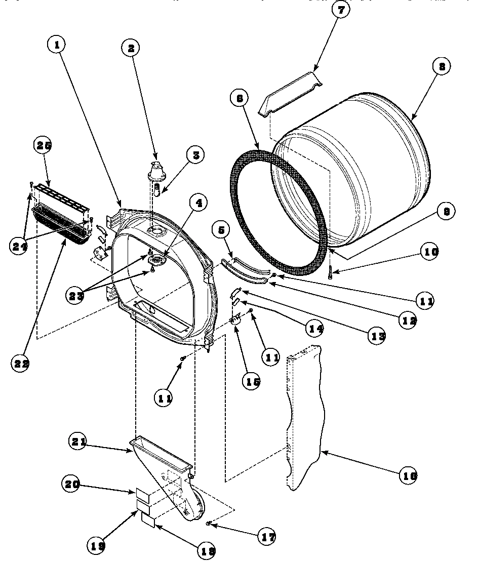 03 - FR BLKHD, AIR DUCT, FELT SEAL & CYLINDER