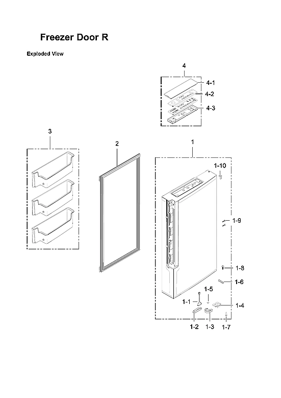 RIGHT FREEZER DOOR PARTS