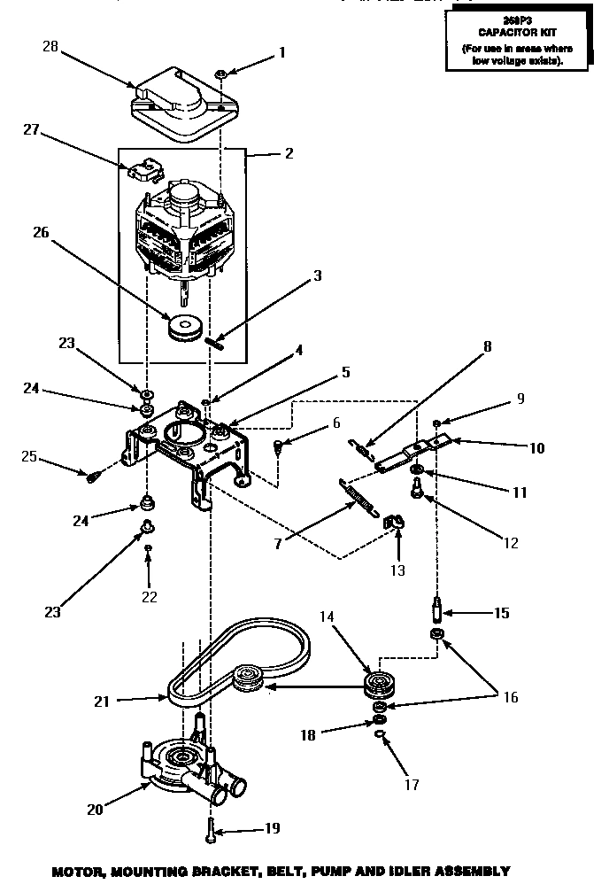 12 - MOTOR, MTG BRKT, BELT, PUMP & IDLER ASSY