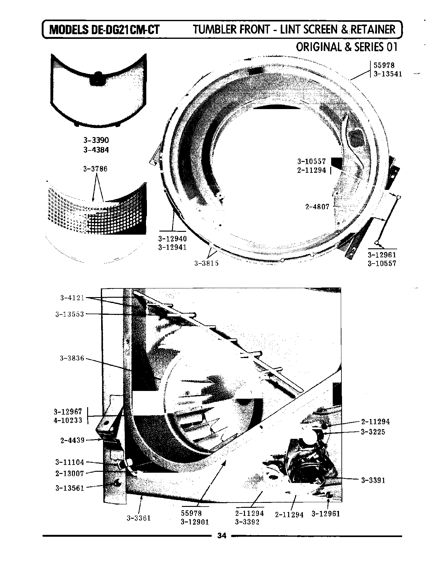 10 - TUMBLER FRONT, LINT SCREEN & RETAINER