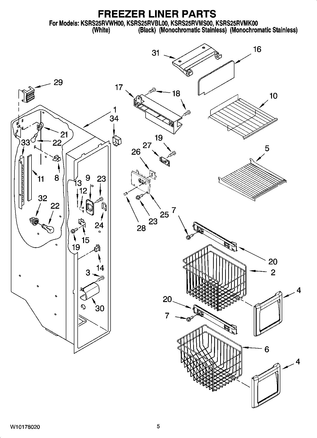 04 - FREEZER LINER PARTS
