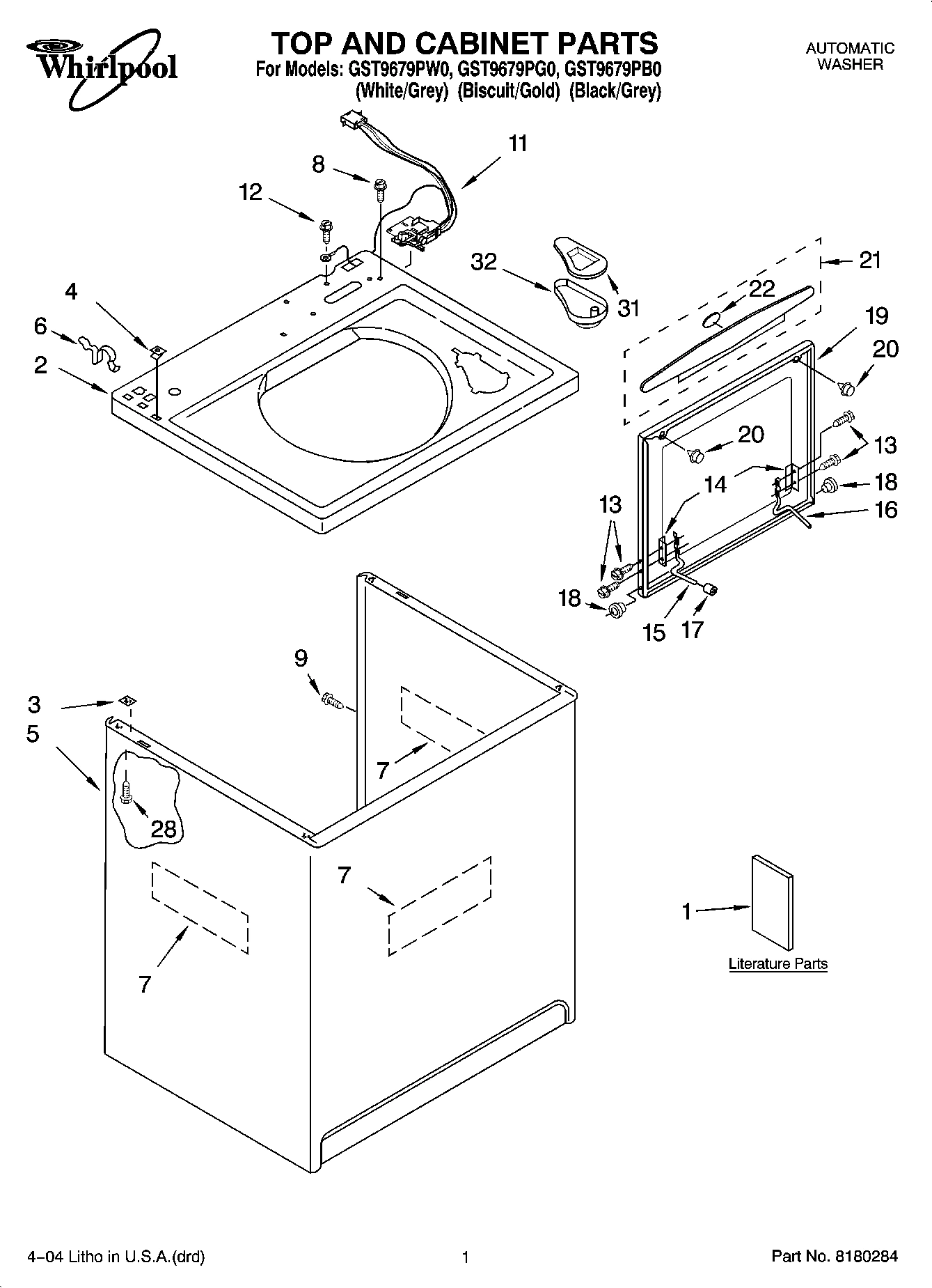 01 - TOP AND CABINET PARTS